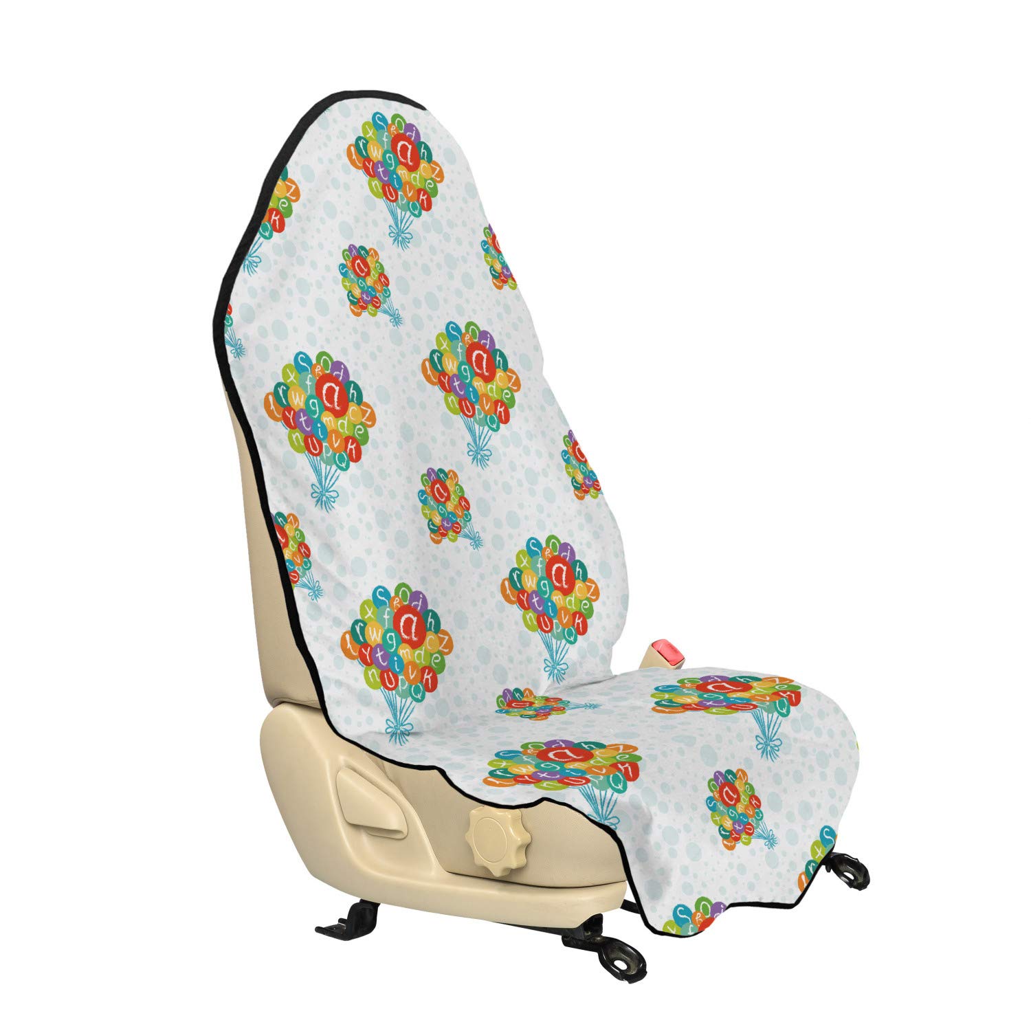 Ambesonne Alphabet Car Seat Hoodie - Non-Slip Universal Car Seat Cover Protector, 30