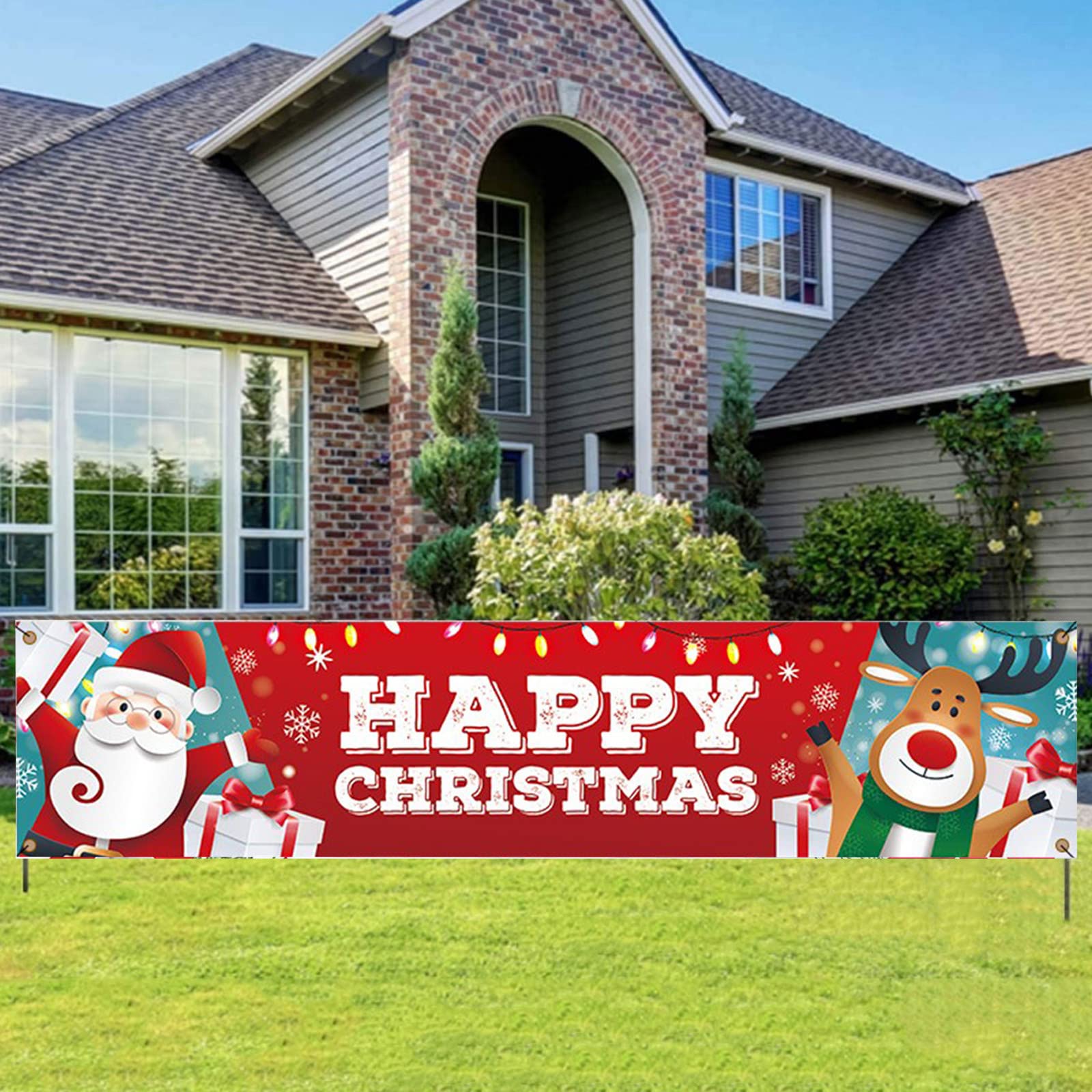 Christmas Outdoor Banner Decor - Holiday Front Door & Patio Hanging Decoration for Festive Season | Xmas Party, Home, Garden & Store Display