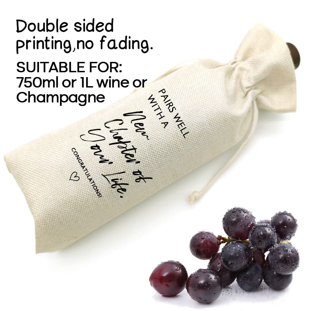 Premium Burlap Drawstring Wine Bag - Thoughtful New Job Gift for Colleagues, Coworkers, Boss & Friends - Perfect for Celebrations, Promotions & Career Milestones - Elegant & Practical Wine Carrier for Parties & Office Events