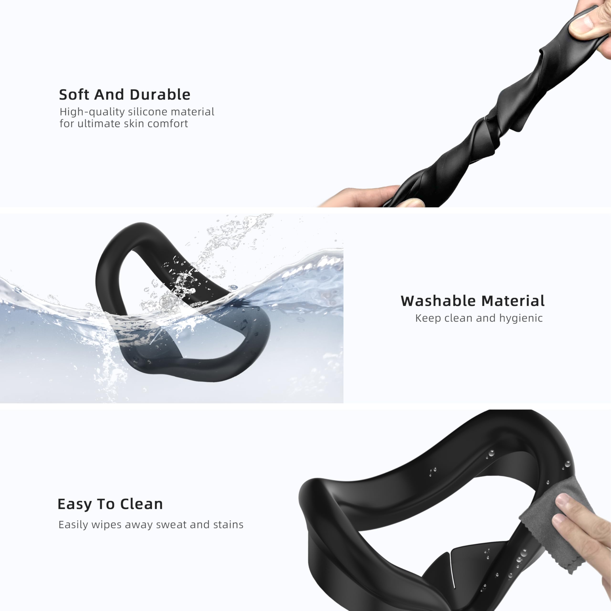 APEXINNO Silicone Face Pad Cover for Meta Quest 3S & Oculus Quest 3S VR Headset - Soft, Durable, Washable Face Cushion with Anti-Leakage Nose Pad | Comfortable VR Gaming Accessories for Long Play Sessions