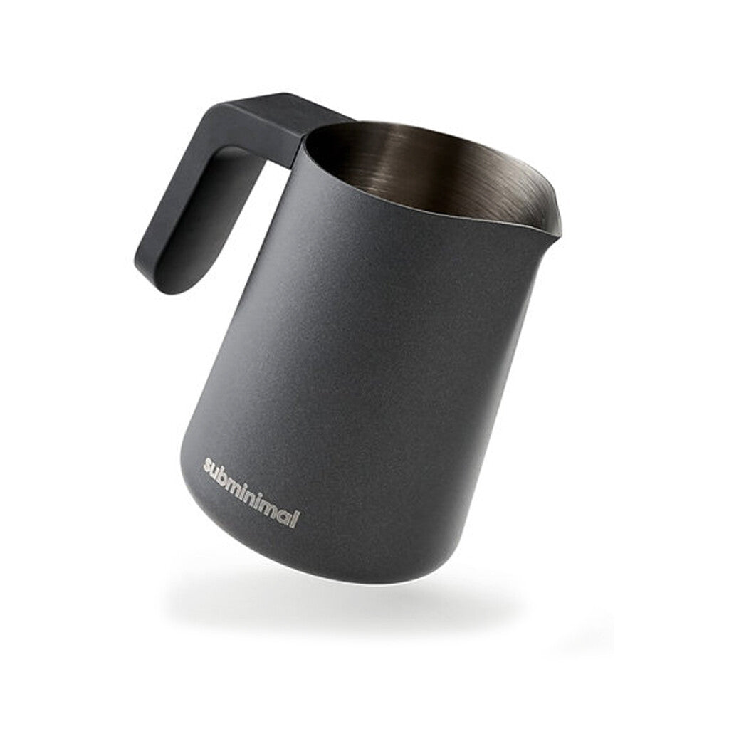 Premium Black FloTip Milk Pitcher - Barista-Grade Espresso Steaming Pitcher for Latte Art & Coffee Brewing - Perfect for Home Baristas & Professional Cafes