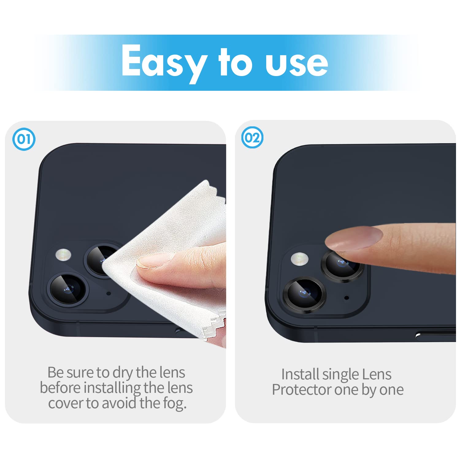 Xfilm 9H Hardness Tempered Glass Camera Lens Protector for iPhone 14 & iPhone 14 Plus - Anti-Scratch, Strong Adsorption, Case Friendly with Metal Ring Cover (Black) - Perfect for Outdoor Photography, Travel & Daily Protection
