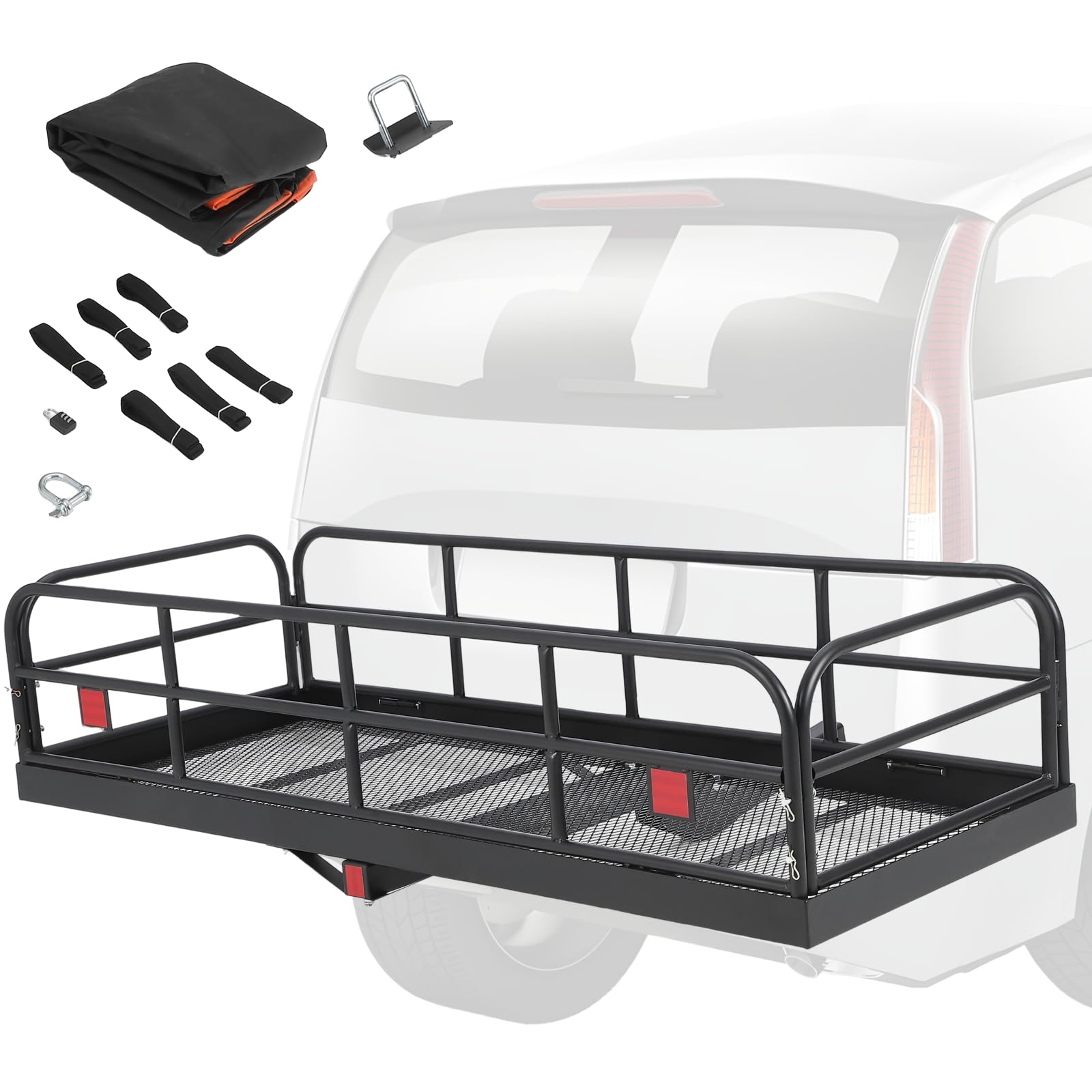 Heavy Duty 500 Lbs Foldable Trailer Hitch Cargo Carrier - 60