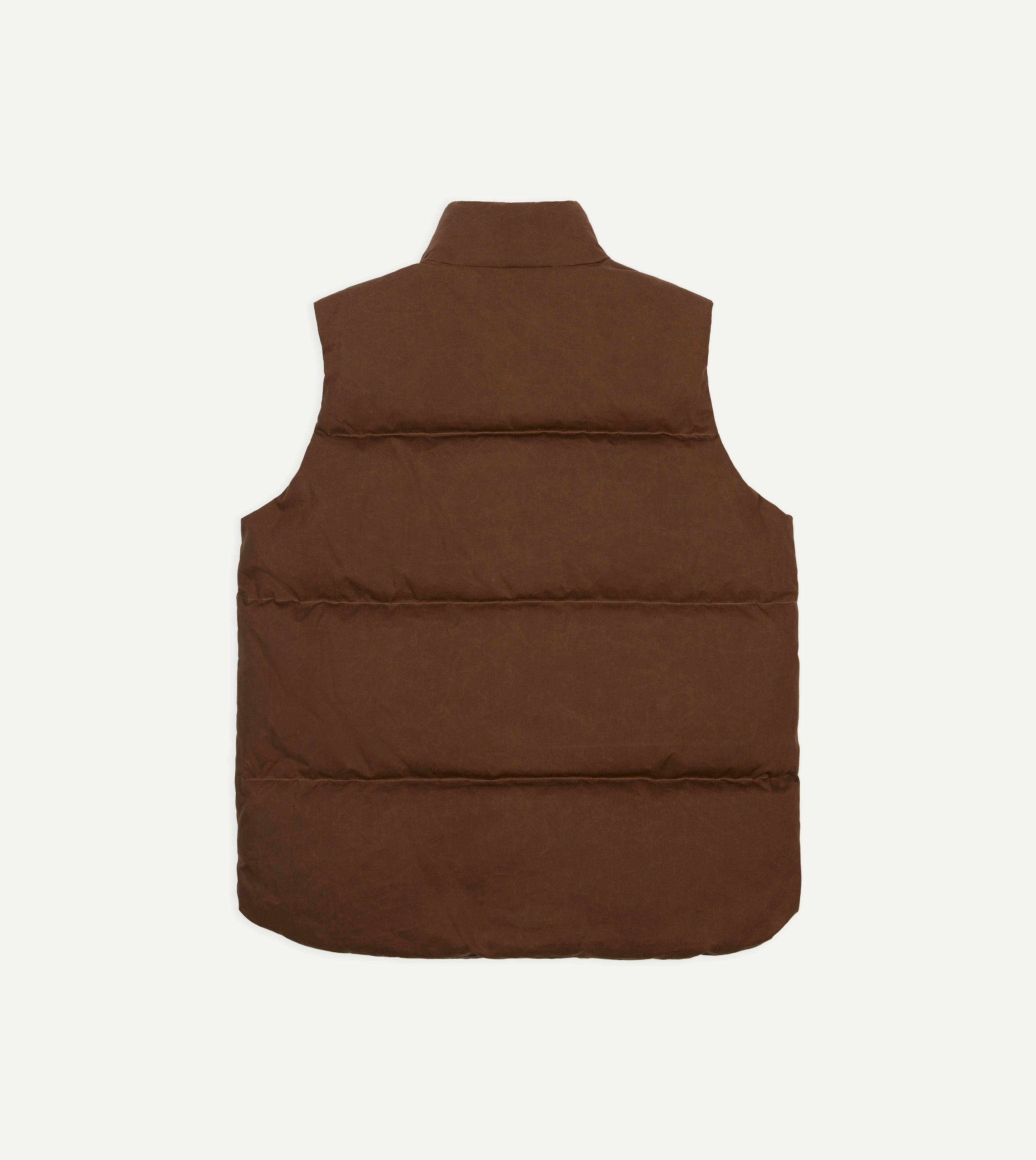 Men's Brown Waxed Cotton Down Vest - Lightweight Warm Puffer Jacket for Outdoor Hiking, Camping & Winter Fashion