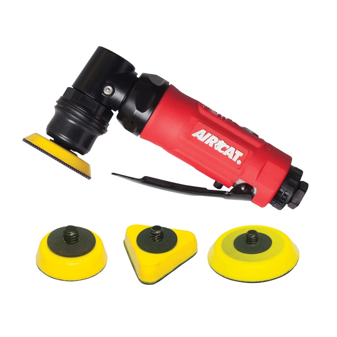 AIRCAT 6320 Pneumatic Spot Sander and Polisher - 1/8-Inch Orbital Head, 13,000 RPM - Professional Auto Body Repair & Metal Polishing Tool for Cars, Boats, Motorcycles