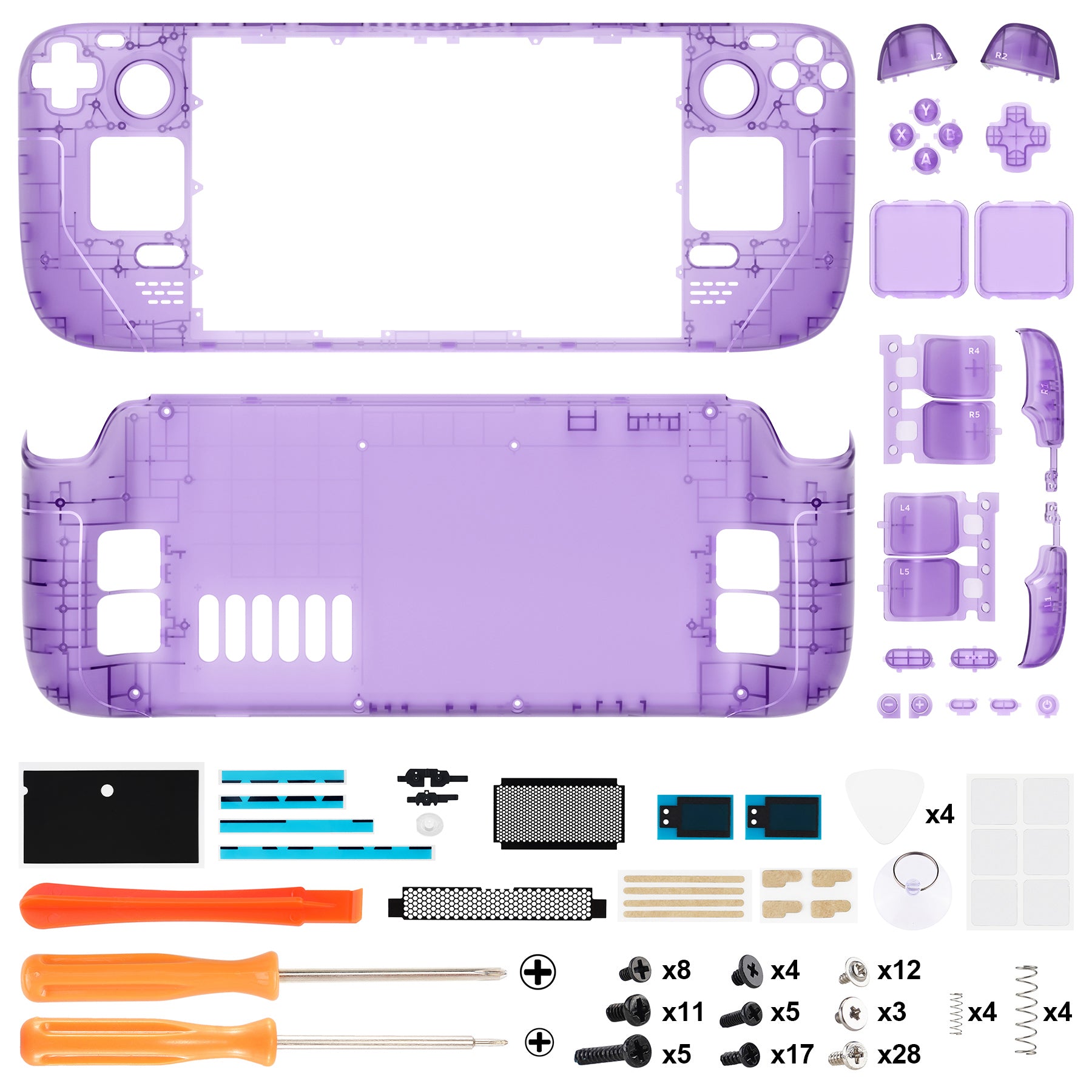 eXtremeRate Custom Full Set Shell with Buttons for Steam Deck LCD - Clear Atomic Purple Replacement Case | Gaming Accessories for Steam Deck LCD Model | Perfect for DIY Modding & Console Protection