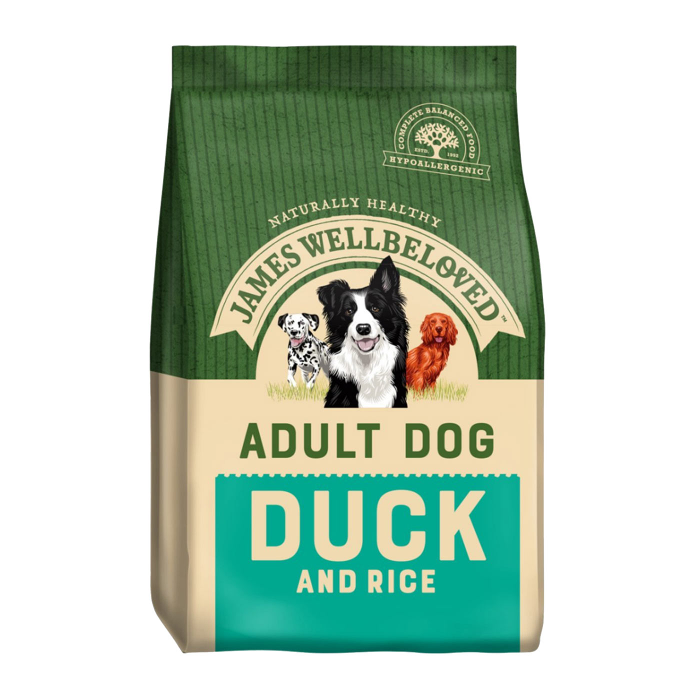 James Wellbeloved Duck & Rice Adult Dog Food 15KG - Hypoallergenic Dry Kibble for Sensitive Stomachs - Perfect for Large Breed Dogs & Daily Nutrition Needs