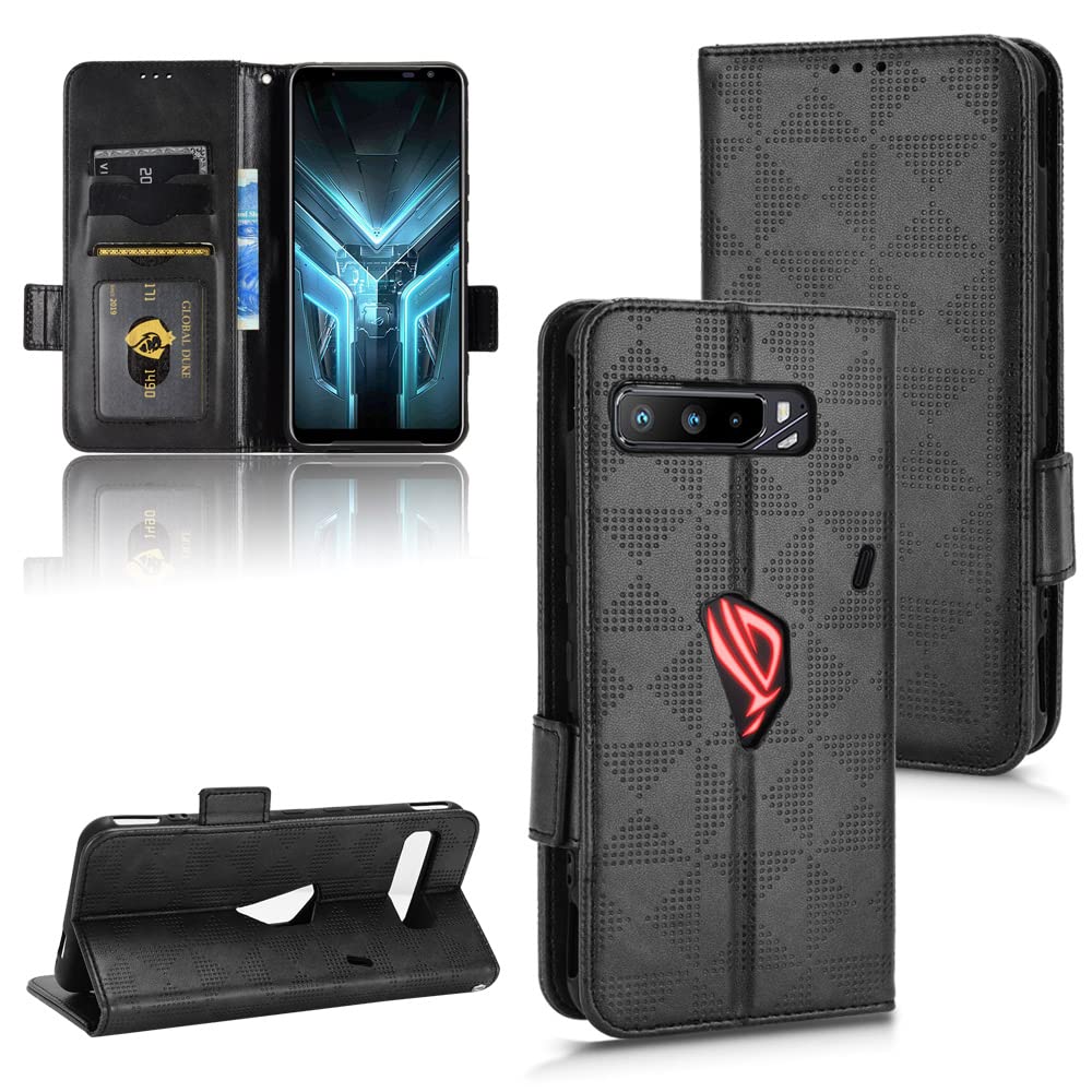 Premium Leather Flip Stand Case for Asus ROG Phone 3 I003DD / ROG Phone III Strix ZS661KS - Shockproof Protective Cover with Kickstand (Black) | Perfect for Gaming, Work & Travel Protection