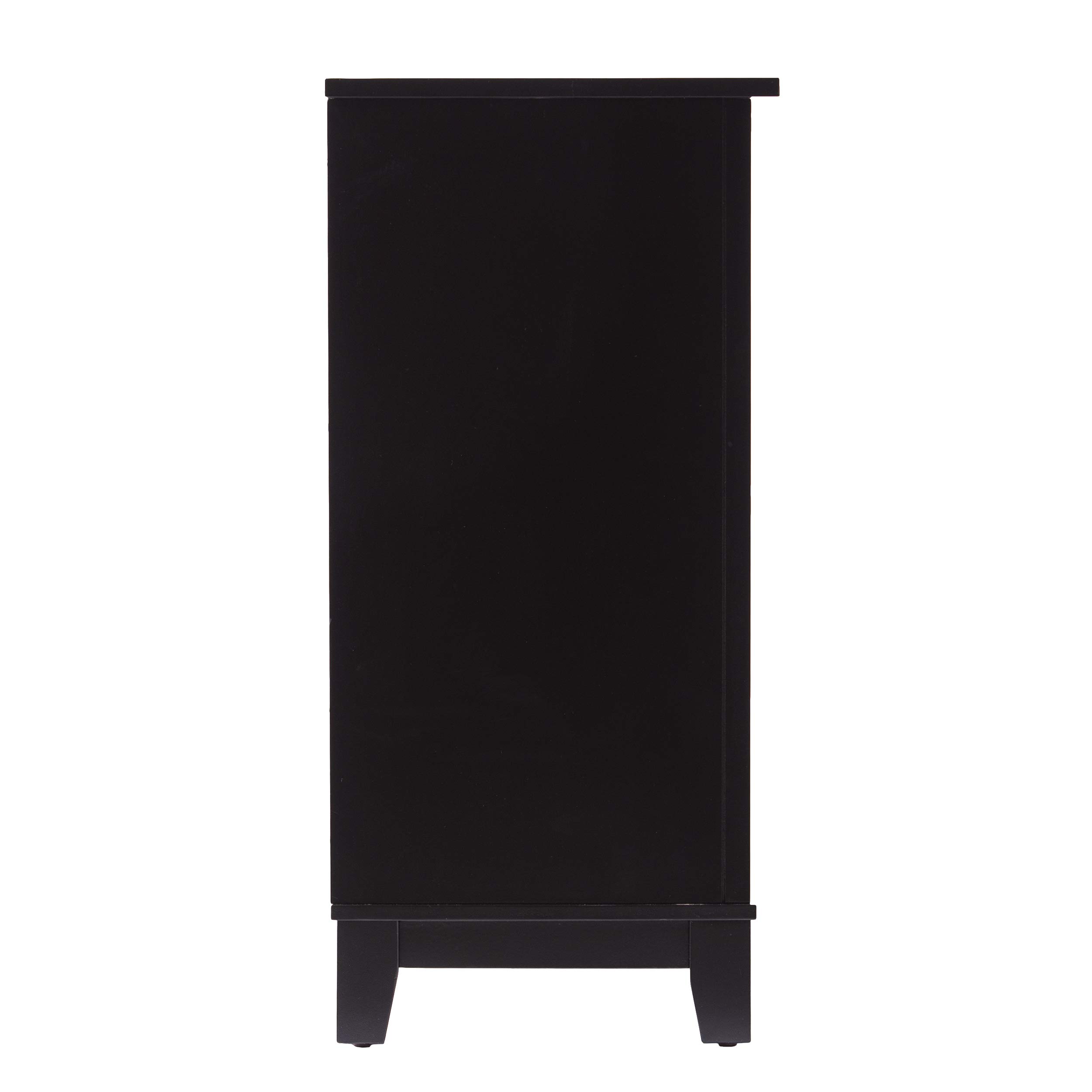 SEI Furniture Chekshire Anywhere Storage Cane Cabinet with Details - Black | Perfect for Living Room, Bedroom & Office Organization