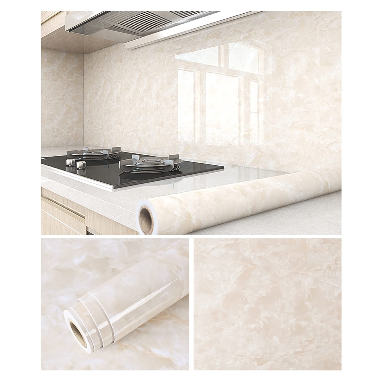 Self-Adhesive Wall Stickers - Oil Proof, Fireproof & Waterproof Peel and Stick Wallpaper for Kitchen Cabinets, Countertops & Furniture - Easy to Clean & Durable (0.8x10m) - Perfect for Home Renovation, DIY Decor & Rental Apartment Upgrades