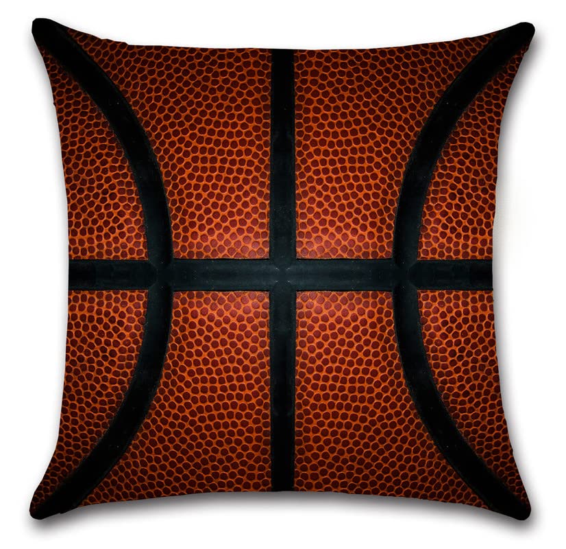 Basketball Sports Throw Pillow Covers 18x18 Inch - Cool Square Decorative Pillow Cases for Sofa, Couch & Home Decor - Perfect for Game Rooms, Sports Themed Bedrooms & Living Room Accents