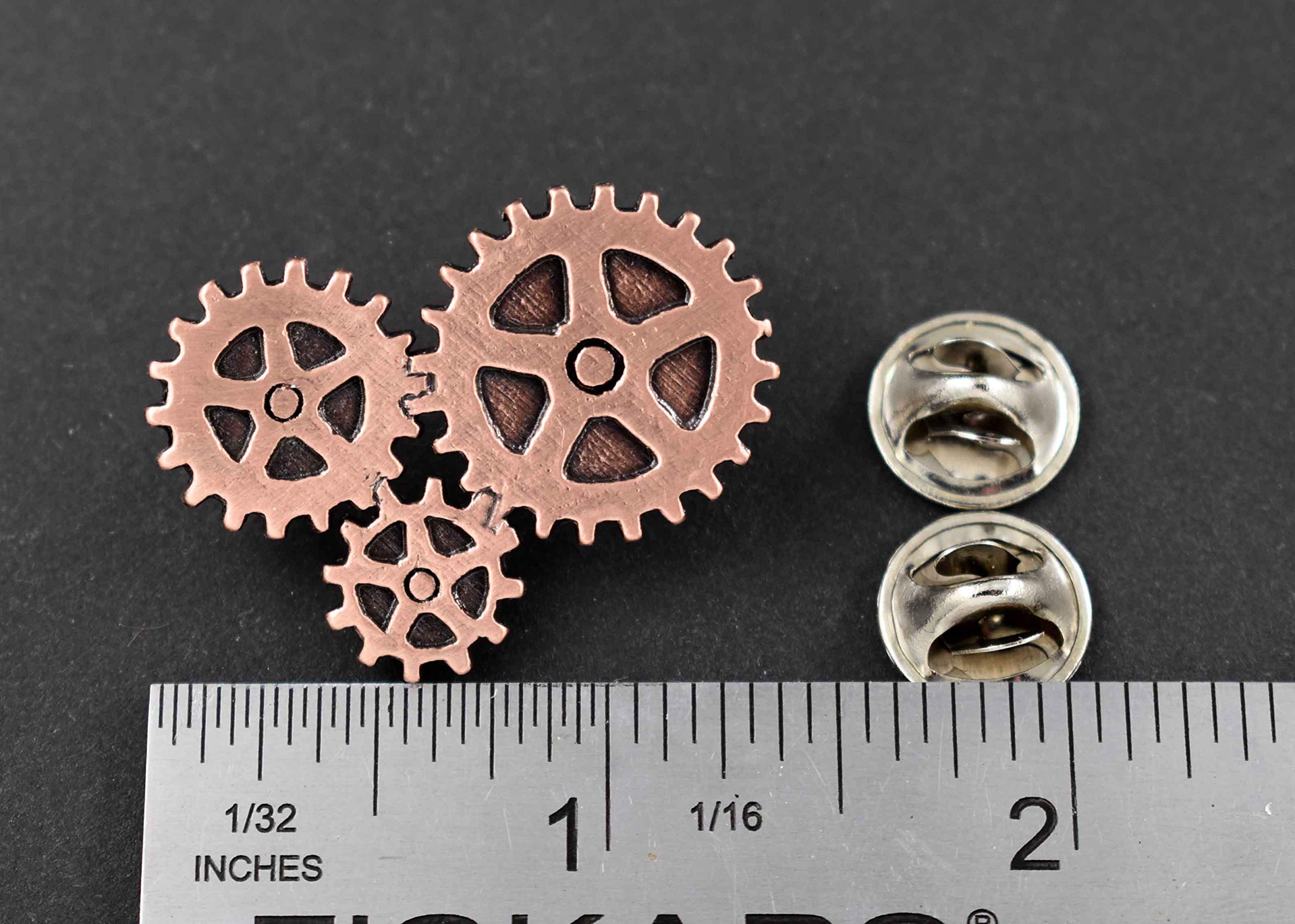 Handmade Gothic Steampunk Brooch & Lapel Pins - Skull, T-Rex, Raven, Shark Tooth, Ship & Cobra Designs in Pewter, Copper & Gold - USA Made - Perfect for Cosplay, Costume Accessories & Alternative Fashion