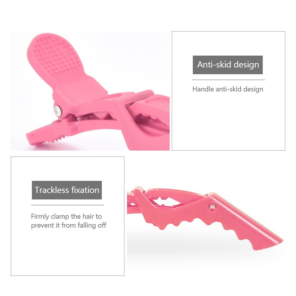 ZEVONDA 10Pcs Professional Hair Sectioning Clips - Non-Slip Grip Crocodile Hair Barrettes for Women & Girls, Wide Teeth Styling Clips (Pink) - Perfect for Salon, Home Hair Styling, Braiding & DIY Haircuts