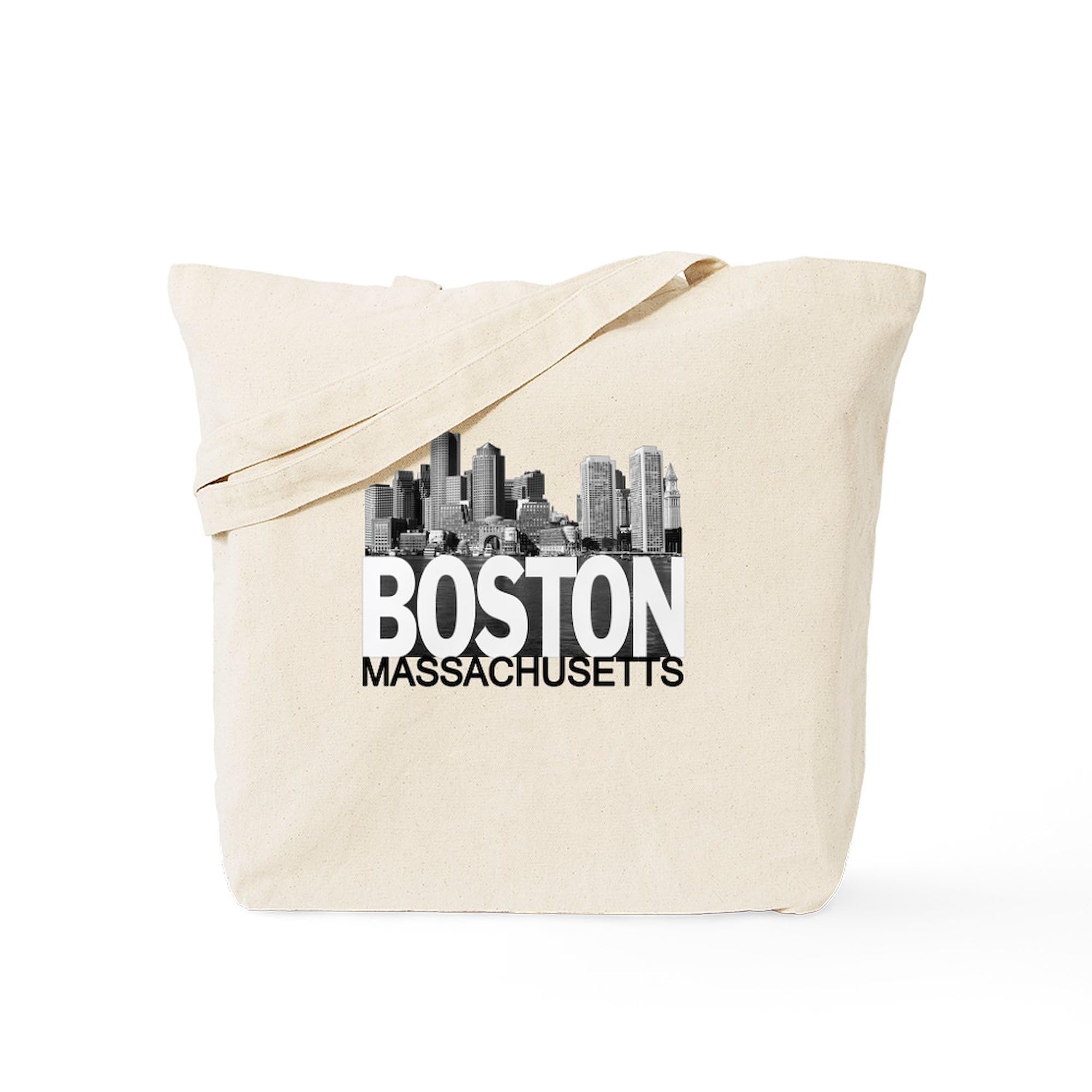 Boston Skyline Tote Bag - Natural Canvas Reusable Shopping Bag for Groceries, Beach & Travel | Eco-Friendly Boston Gift Idea