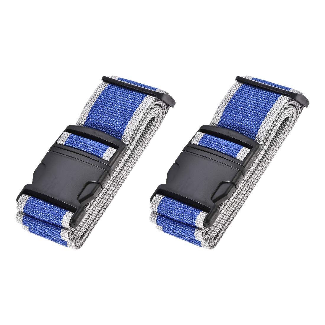 uxcell Adjustable Luggage Straps with Buckle Label - 2Mx5cm PP Travel Suitcase Belts (Blue Gray, 2Pcs) - Secure Packing Accessories for Airplane, Train & Cruise Travel