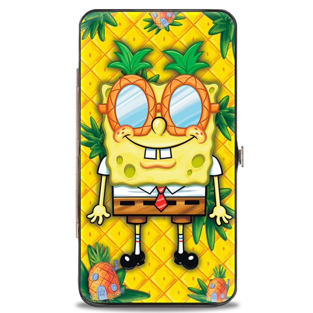 Buckle-Down SpongeBob Hinge Wallet - Slim Bifold Front Pocket Wallet for Men - Perfect for Everyday Carry, Travel & Gifts
