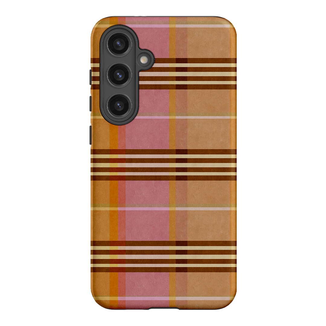 Peachy Plaid Phone Case for iPhone 15/14/13/12/11 Pro Max - Cute Tartan Pattern Protective Cover with Shockproof Design - Perfect for Everyday Use, Travel & Fashion Accessories