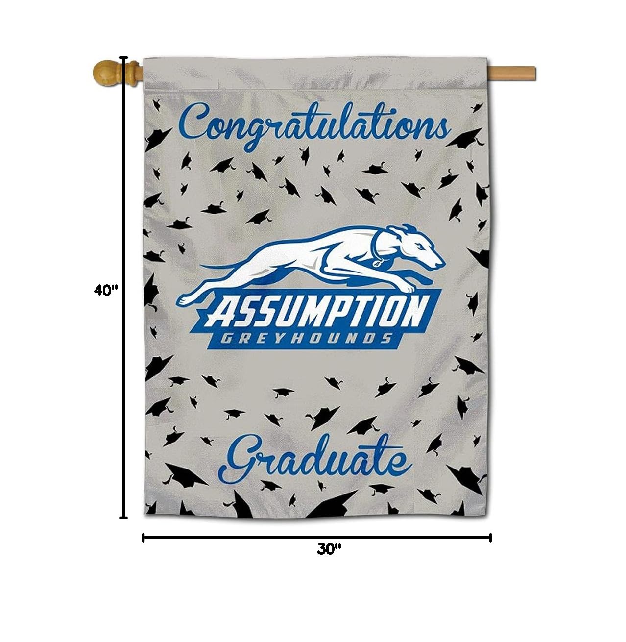 Assumption College Greyhounds Graduation Banner Flag - Custom College Team Spirit Decor for Dorms, Parties & Alumni Events
