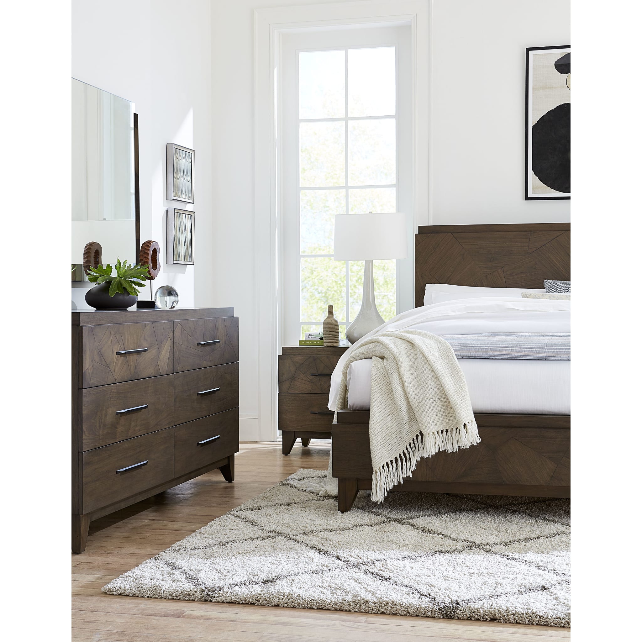 Broderick Six Drawer Dresser in Wild Oats Brown - Modern Wooden Chest of Drawers for Bedroom Storage (2024) | Perfect for Master Bedroom, Guest Room & Dorm Organization