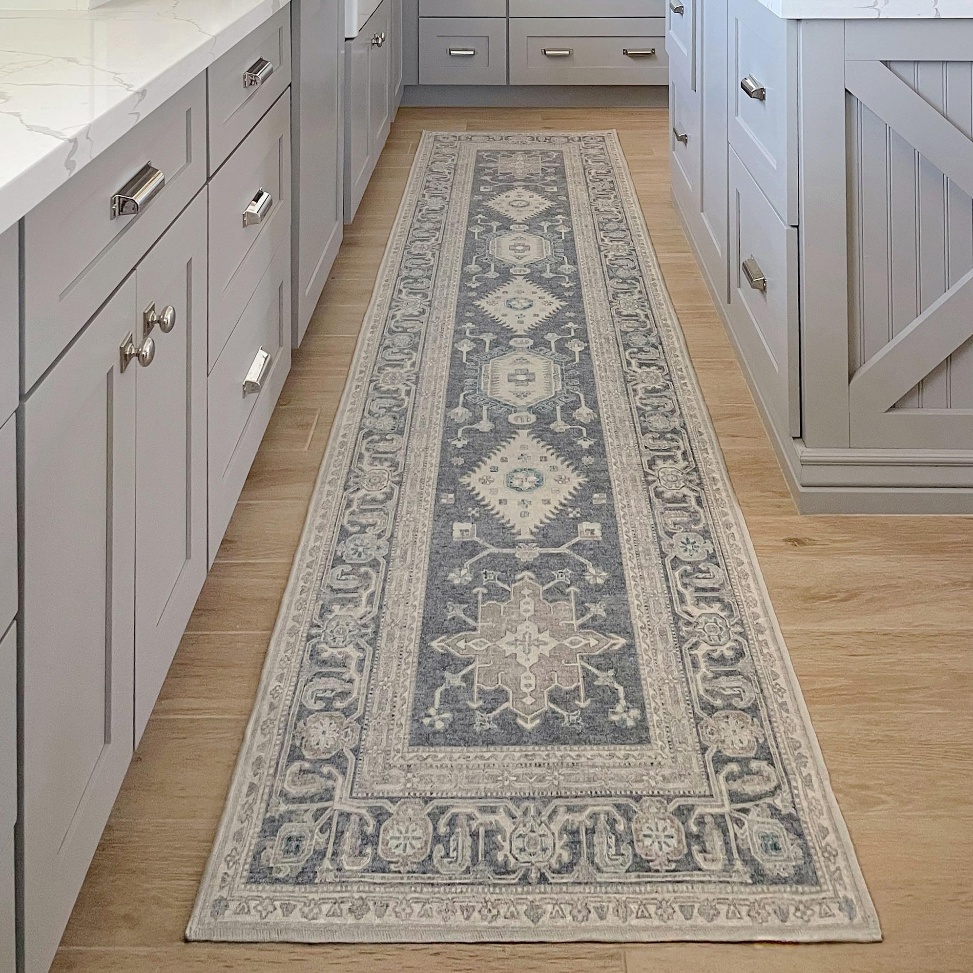 Ruggable Washable 2x10 Runner Rug - Cambria Abalone | Non-Slip Premium Rug for Hallway, Kitchen, Entryway, Living Room, Bedroom & Office | Perfect for High-Traffic Areas & Pet-Friendly Homes