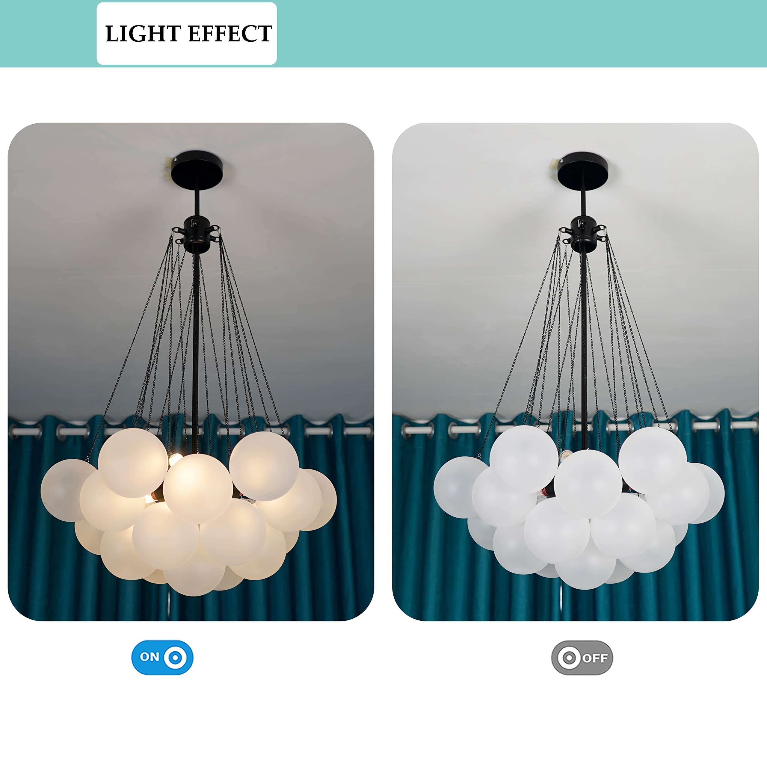 Modern Black Glass Bubble Chandelier - 3-Light Ball Shape Pendant Ceiling Light Fixture for Dining Room, Bedroom, Living Room Decor | DIY Hanging Decorative Lighting