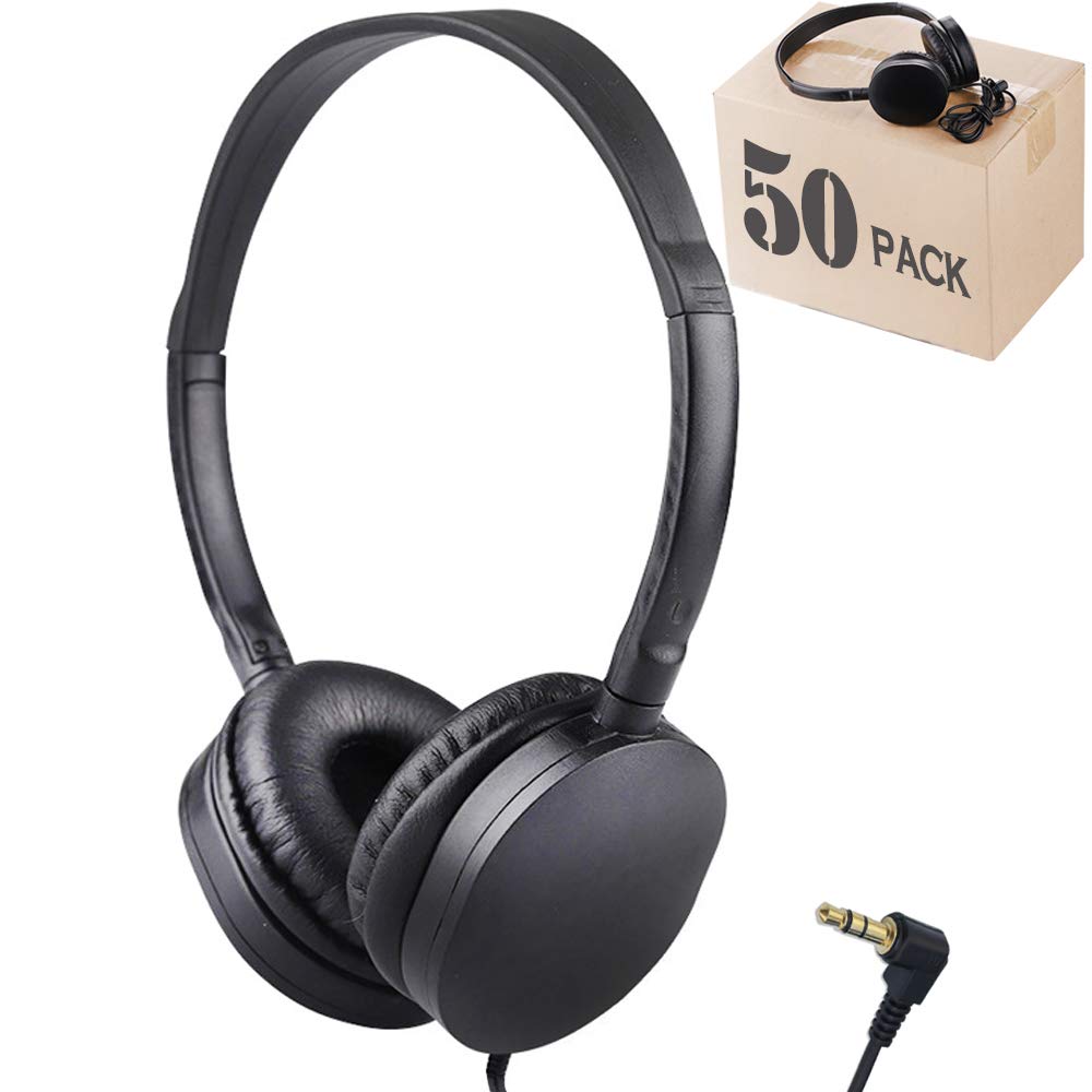 Bulk 50 Pack Classroom Headphones for Kids - Stereo School Headphones for Students, Children - Perfect for Online Learning, Computer Labs & Educational Activities