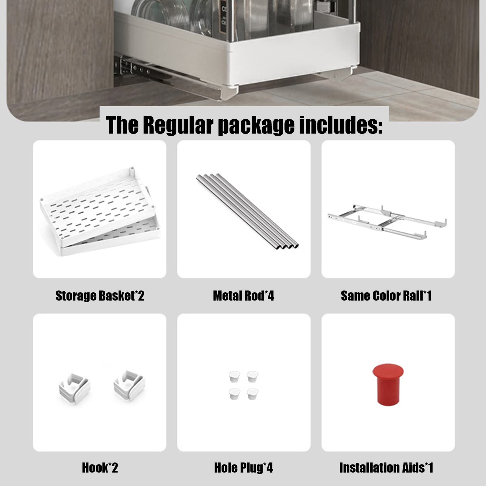 Sliding Rail Pull-Out Storage Organizer - Under Sink Cabinet Shelf with Hooks | 2-Tier Kitchen & Bathroom Storage Basket | Black Drain Rack for Countertop Organization (Includes Accessories) - Perfect for Small Space Organization & Clutter-Free Home