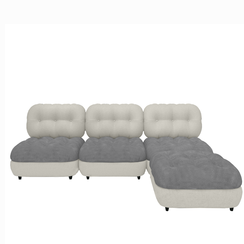 Marlow 3-Seater Modular Sofa with Ottoman - Modern Sectional Couch for Living Room, Lounge & Home Theater - Comfortable & Stylish Furniture for Small Spaces