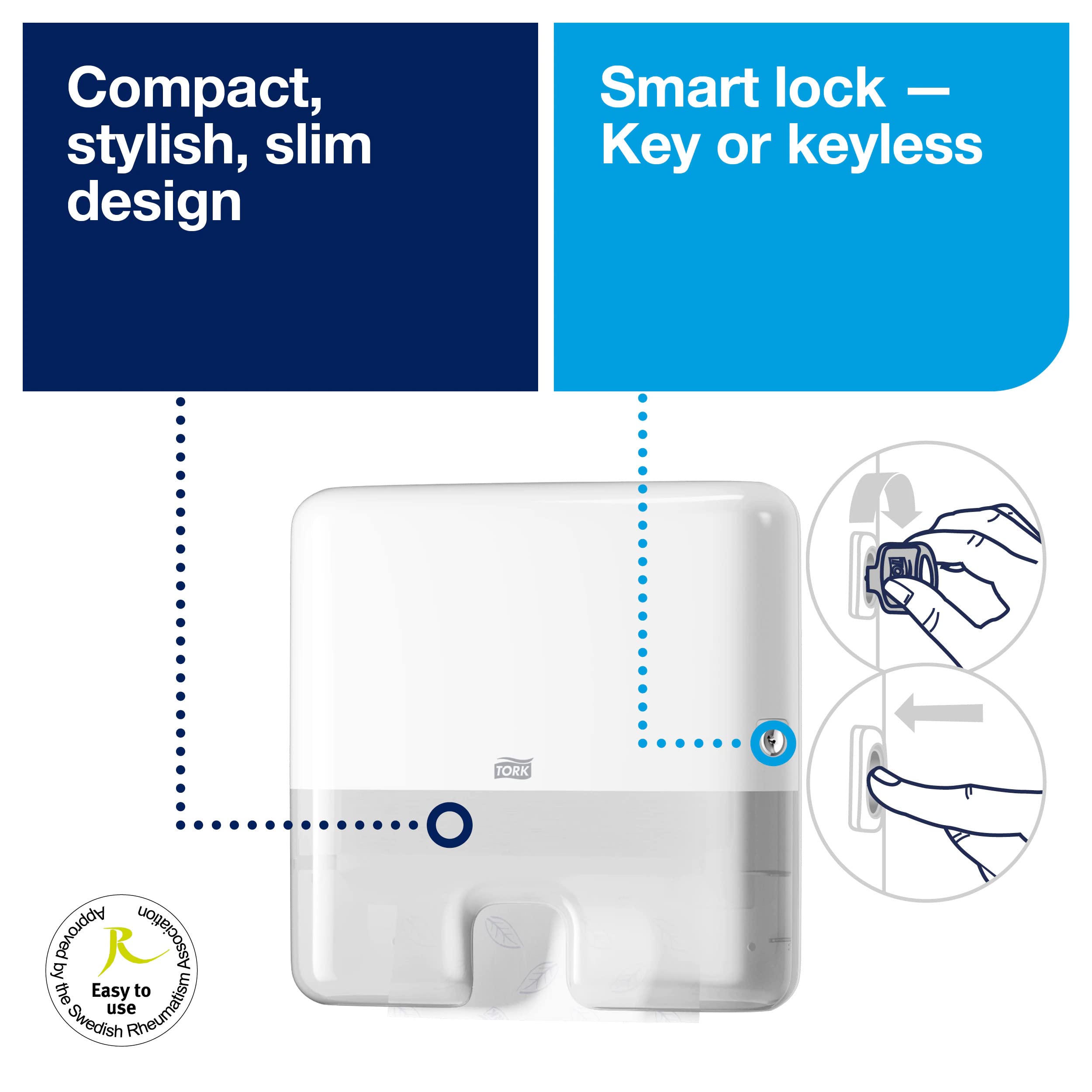 Tork Elevation Starter Pack White Interfold Mini Hand Towel Dispenser - Perfect for Restrooms, Kitchens, and Office Spaces