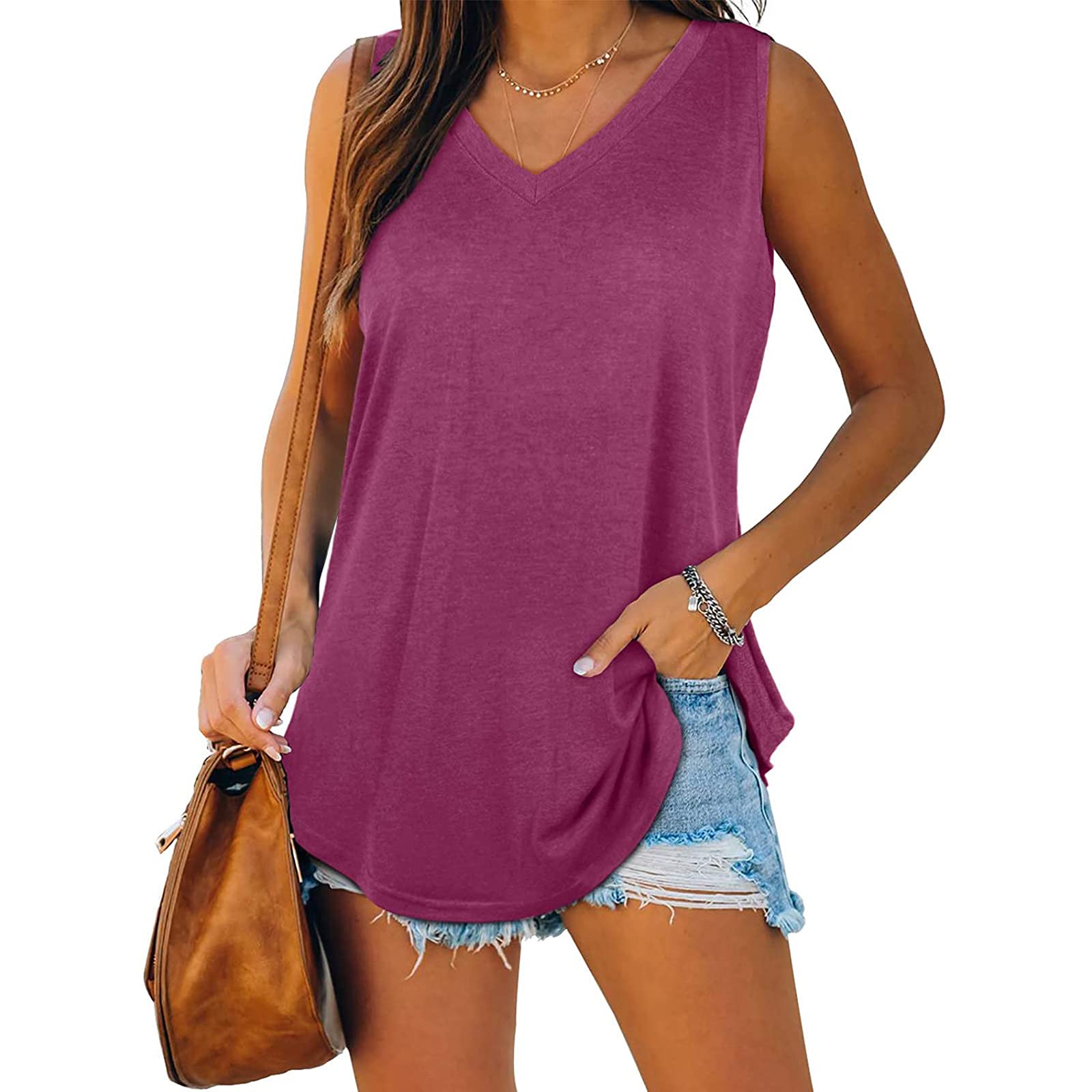 Qopobobo Women's Tank Tops - Summer Sleeveless Yoga Shirts & Gym Tops for Workout, 4th of July Party & Casual Wear | Breathable Athletic T-Shirts for Women
