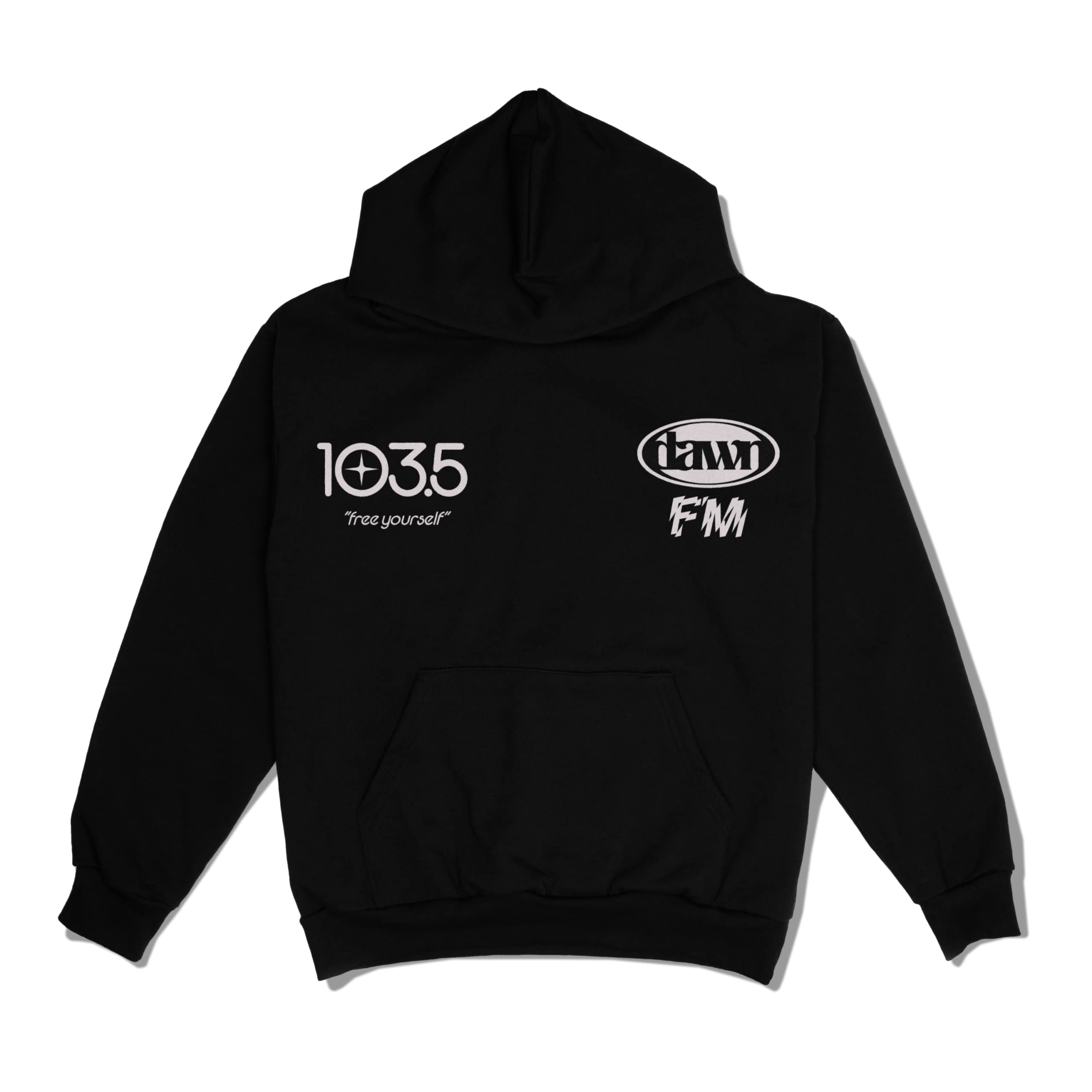 DAWN FM FREE YOURSELF PULLOVER HOODIE - Men's Medium Size - Explicit Lyrics Graphic Print - Casual Streetwear for Music Fans & Hip Hop Enthusiasts