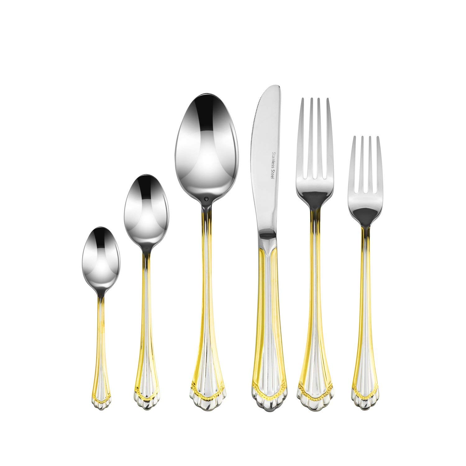 Venezia Collection 75-Piece 24K Gold Flatware Set for 12 - Premium 18/10 Surgical Stainless Steel Cutlery with Wooden Storage Case - Perfect for Formal Dining, Wedding Gifts & Luxury Entertaining