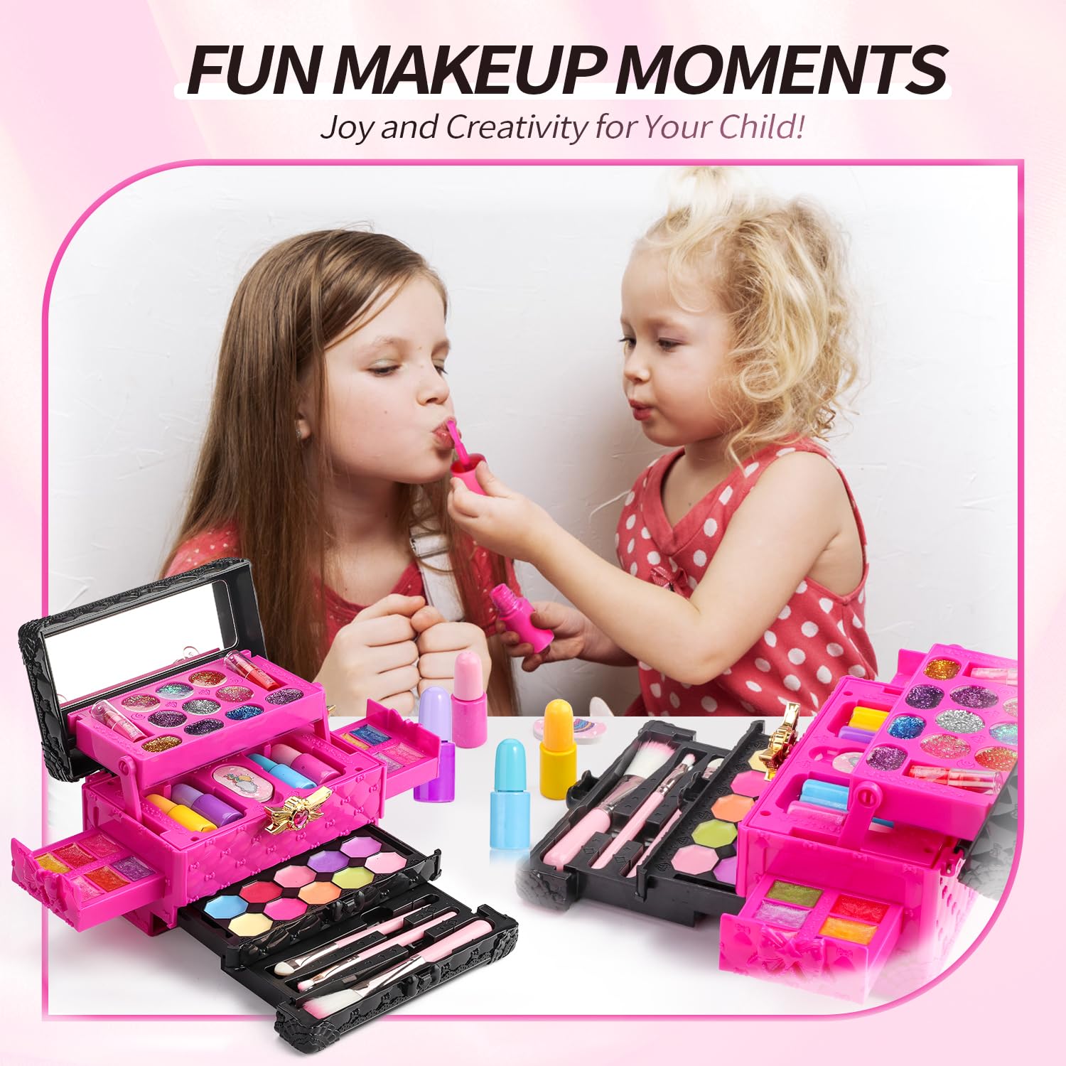 IMAGICTOWN Princess Makeup Kit for Girls Ages 3-12 - Washable Cosmetic Toy Set with Mirror, Pretend Play Dress Up Gift for Birthday Party & Christmas (Purple) | Perfect for Role Play, Tea Parties & Dress Up Games