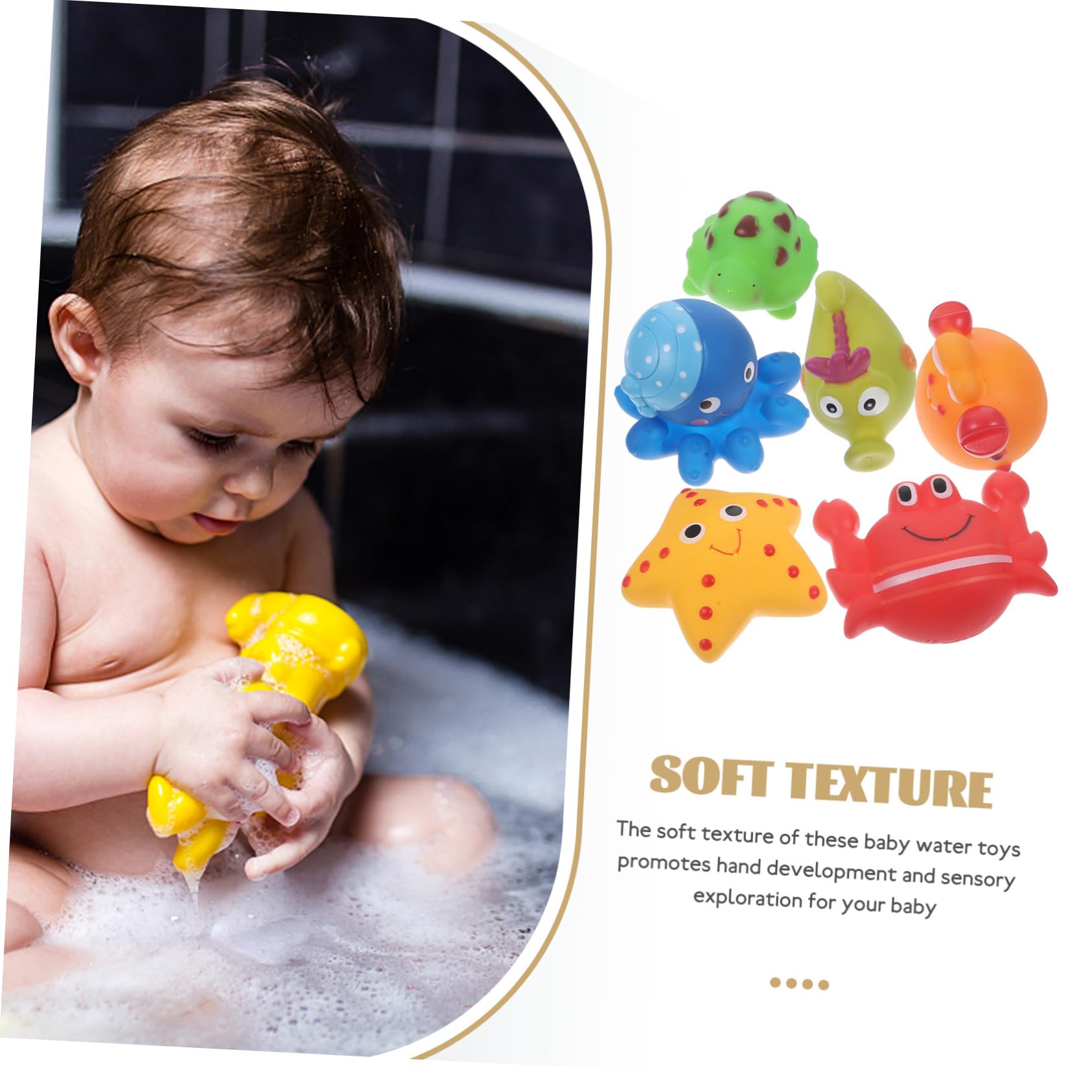 UPKOCH 6-Piece Bath Toys Set for Toddlers - Non-Toxic Vinyl Bathtub Toys for Kids, Floating Water Play Toys for Baby Bath Time Fun - Perfect for Sensory Play, Bath Time Learning & Pool Parties