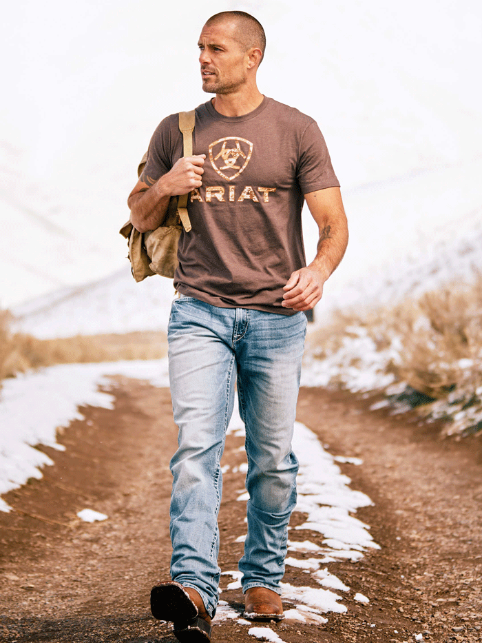 Ariat Men's Liberty USA T-Shirt - Brown Heather - Comfortable Cotton Tee for Casual Wear & Outdoor Activities