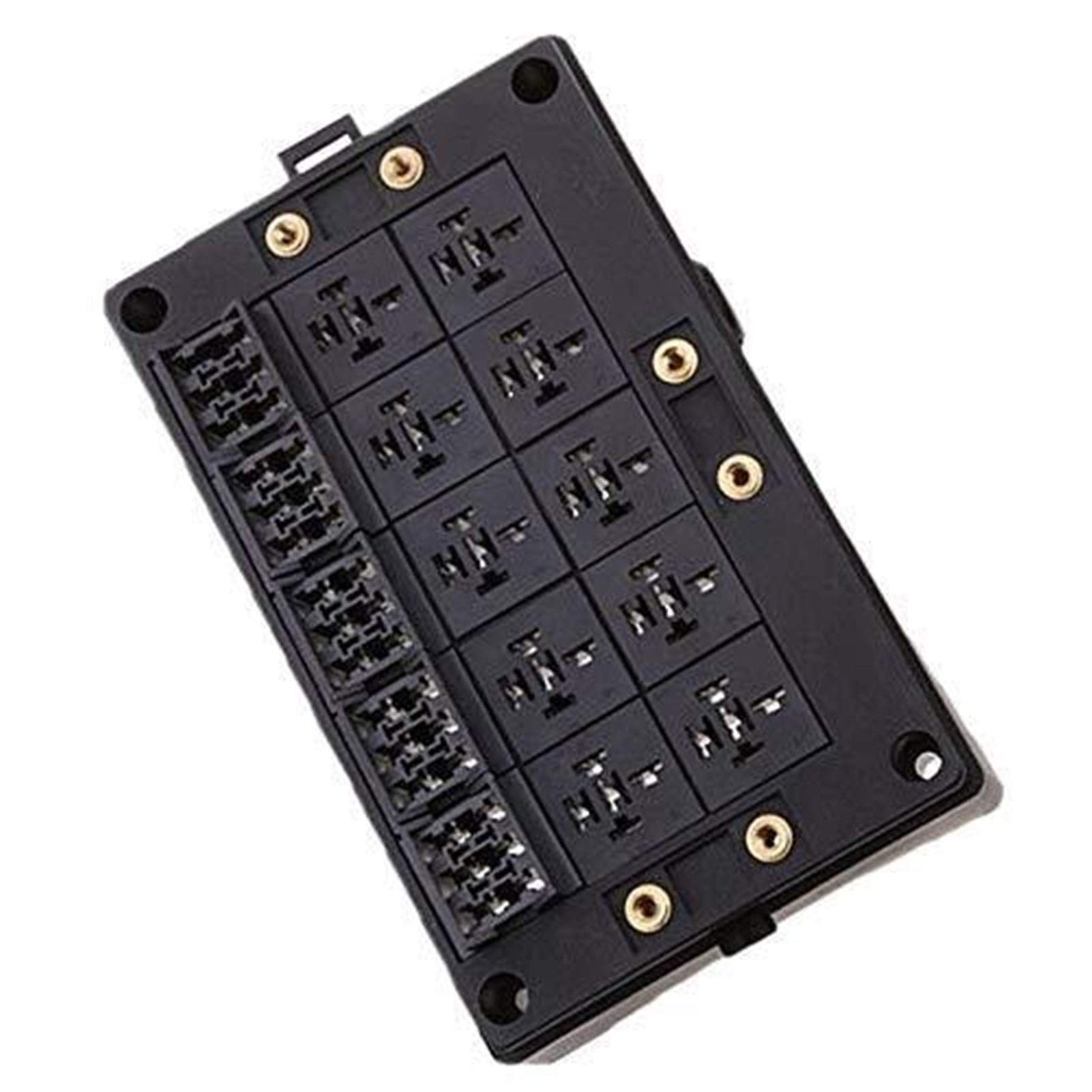 18 Way Blade Fuse Holder Relay Socket Black Box - Waterproof Automotive & Marine Fuse Block with LED Indicator - Perfect for Car, Boat, RV Electrical System Protection