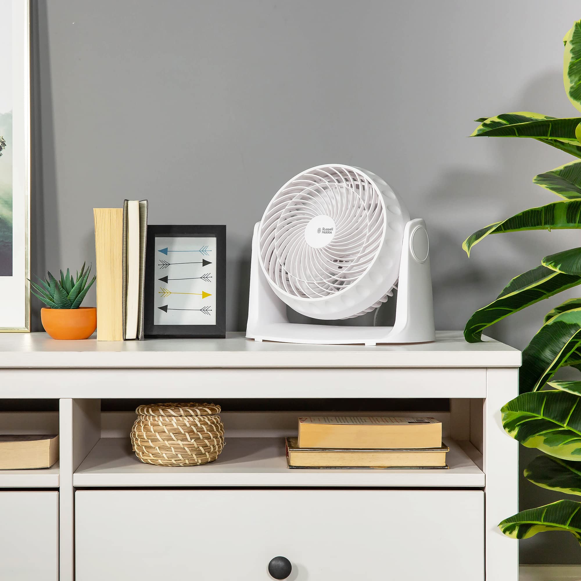 Russell Hobbs 8 Inch High Velocity Desk Fan - 900W Powerful Cooling Fan with 2 Speed Settings & Adjustable Tilt, Freestanding or Wall Mounted for Bedroom, Office, Home & Dorm Use - RHVDF0831