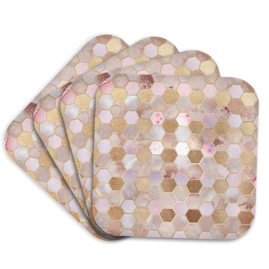 3D Rose Abstract Soft Coasters Set of 4 - Non-Slip Absorbent Drink Coasters for Coffee, Tea, and Beverages - Perfect for Home, Office, and Party Use