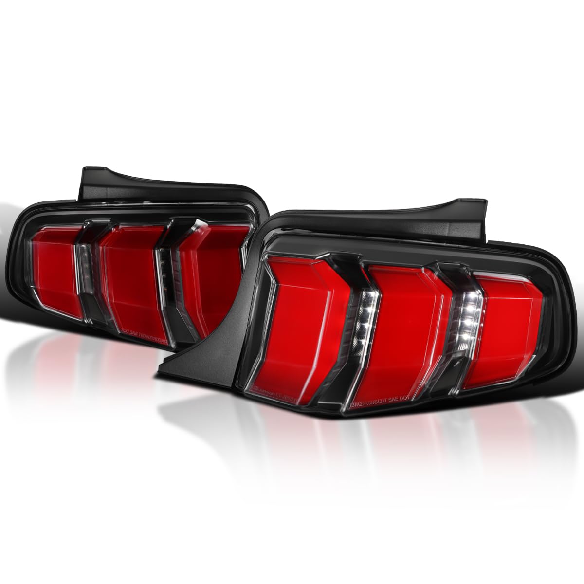 Spec-D Tuning Black LED Tail Lights with Red Sequential Turn Signals - Compatible with 2010-2012 Ford Mustang (Pair) - Upgrade Your Ride for Night Driving & Car Shows