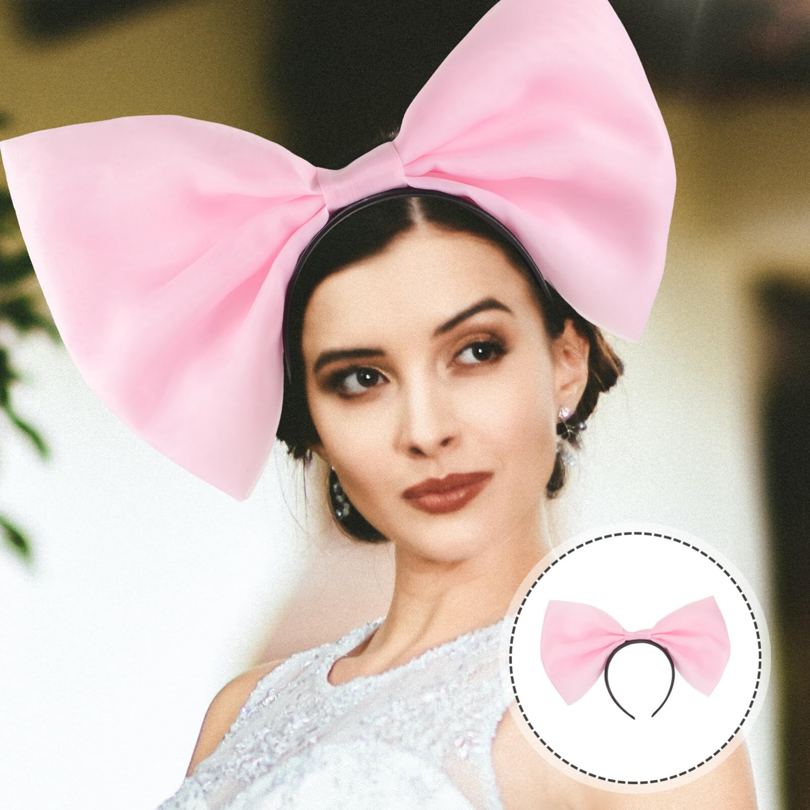 FOMIYES Women's Satin Headbands with Bows - Soft Pink Hair Accessories for Women & Girls | Perfect for Weddings, Parties, Work & Everyday Style