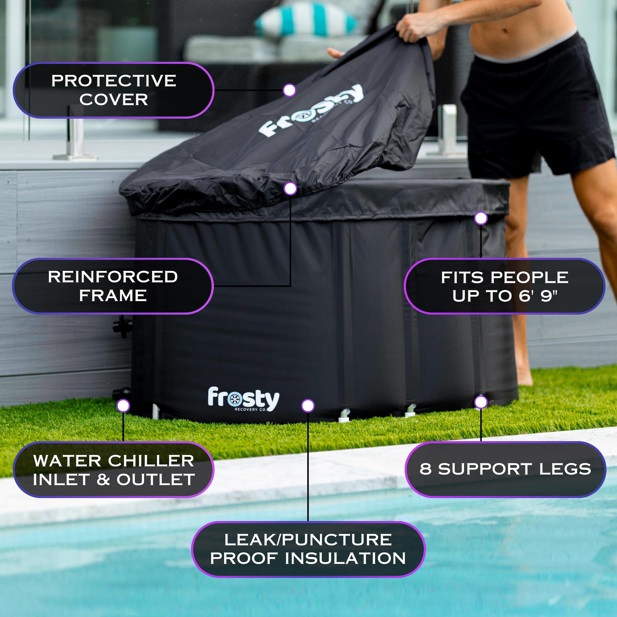 Extra Large Ice Tub Cold Plunge Pod - Professional Cold Water Therapy Bath with Water Chiller Compatibility - Portable Ice Bath Tub for Athletes, Recovery & Hydrotherapy at Home or Gym