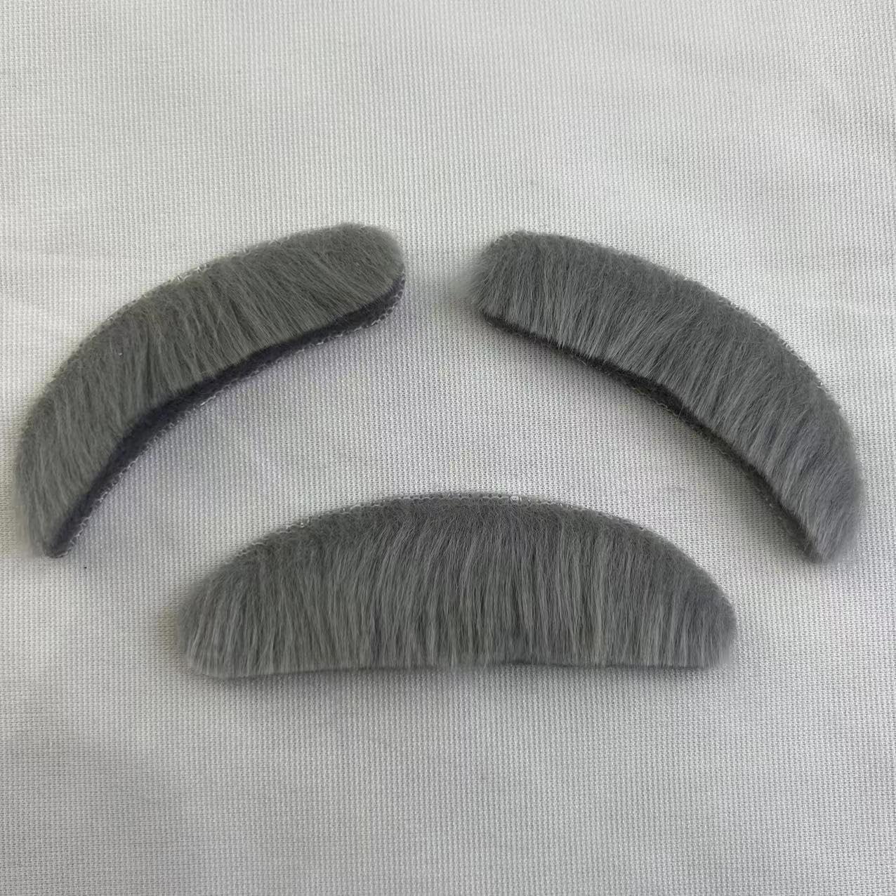 2PCS Gray Old Man Mustache and Eyebrows Set - Realistic Fake Beard & Eyebrows for Costume, Halloween, Cosplay, Themed Parties - Perfect for Disguise, Comedy Skits, and Dress-Up Fun