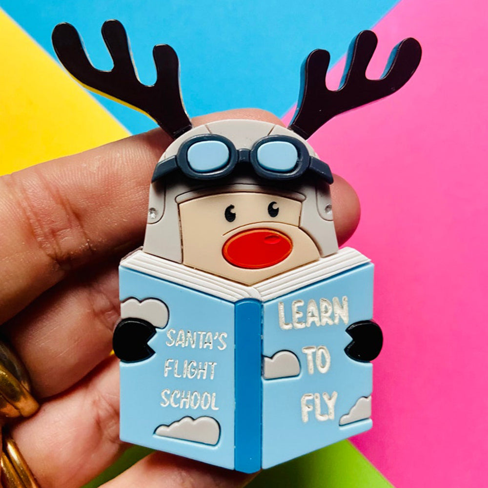 Christmas Collection Flight Lessons Acrylic Brooch by Makokot Design - Unique Holiday Gift for Aviation Enthusiasts & Christmas Decor