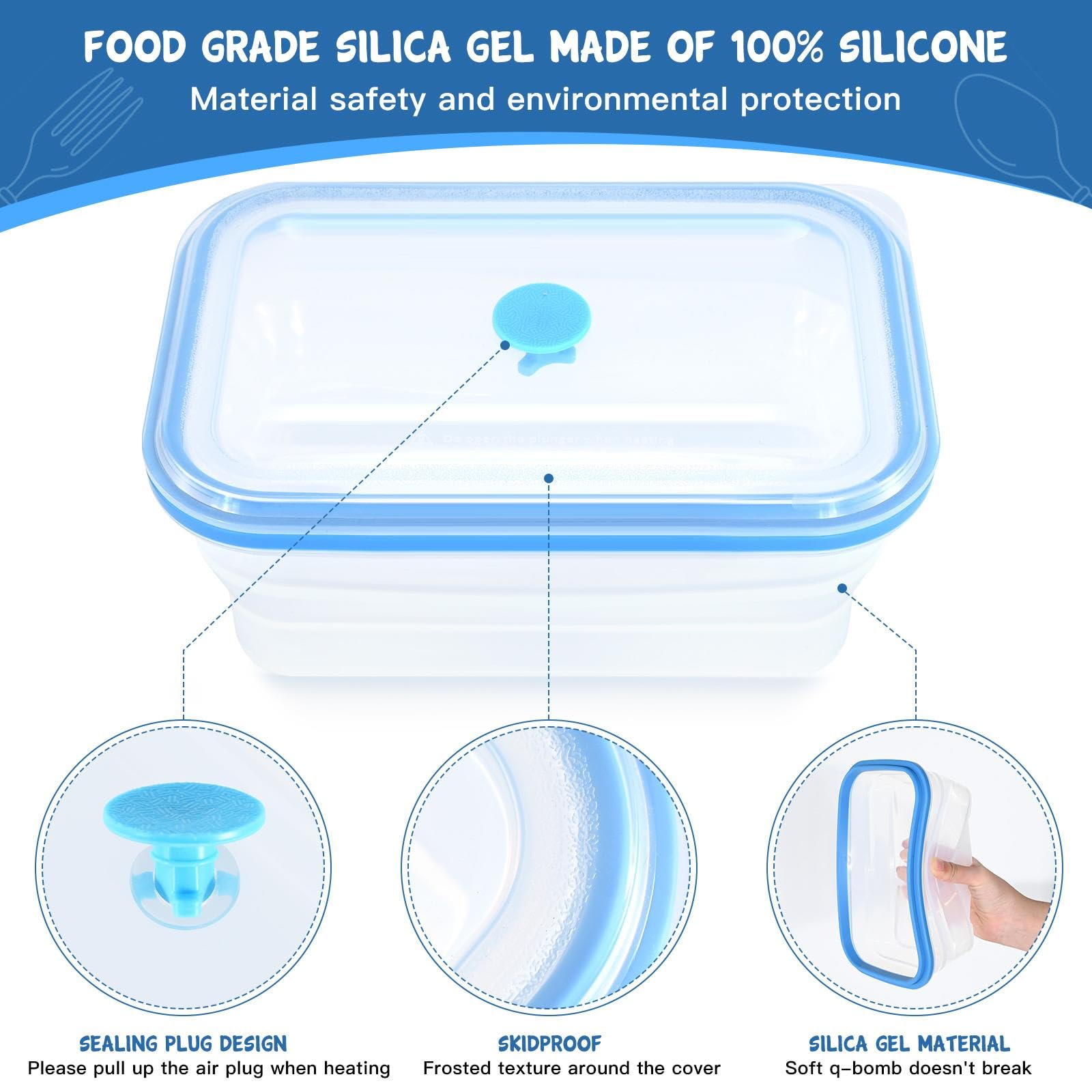 Premium Collapsible Silicone Food Storage Containers - BPA Free, Microwave & Oven Safe with Lids - 900ml/30.4oz (Green, 1 Pack) - Ideal for Travel, Camping, Baking, Meal Prep & Kitchen Organization