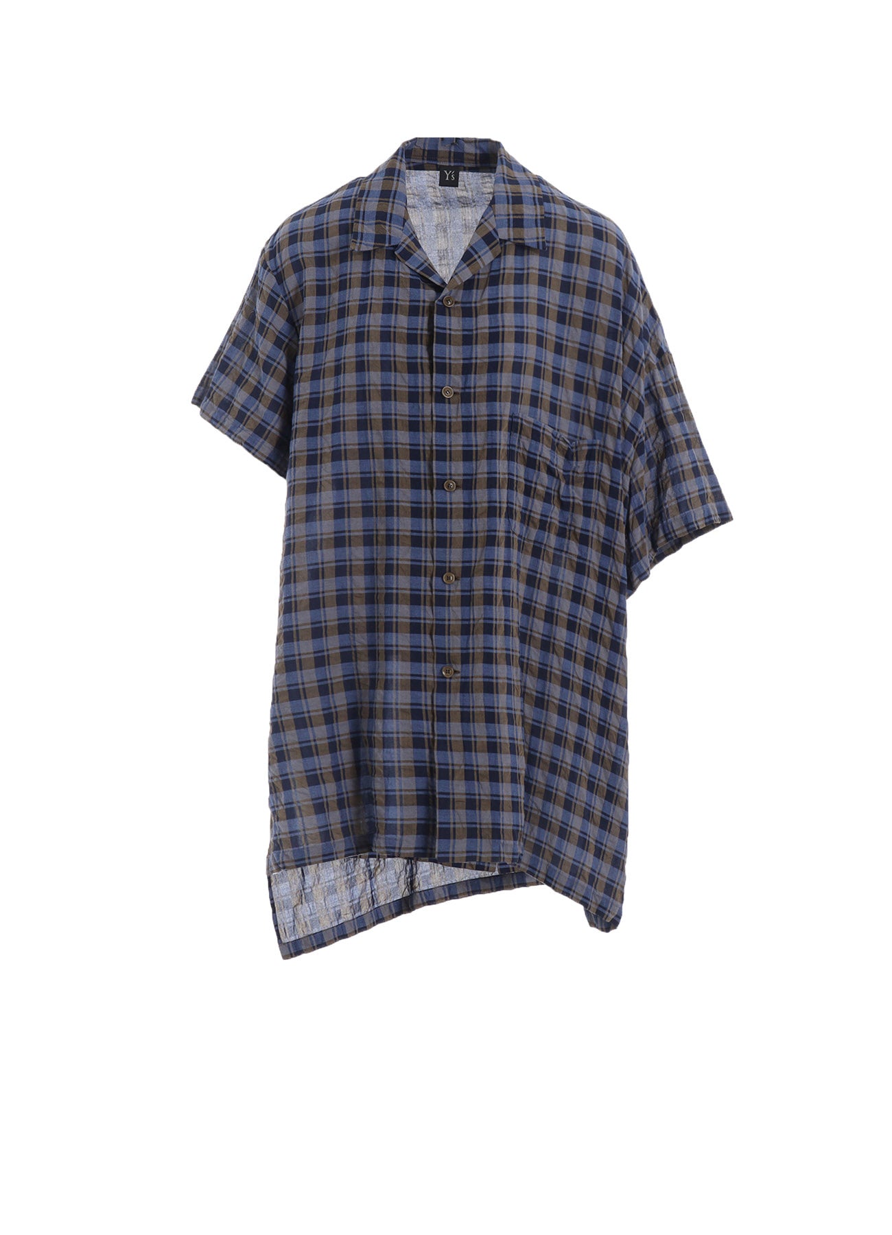Stylish Cotton Cupro Mini Plaid Asymmetric Shirt for Women | Trendy Casual & Office Wear | Perfect for Layering and Everyday Outfits