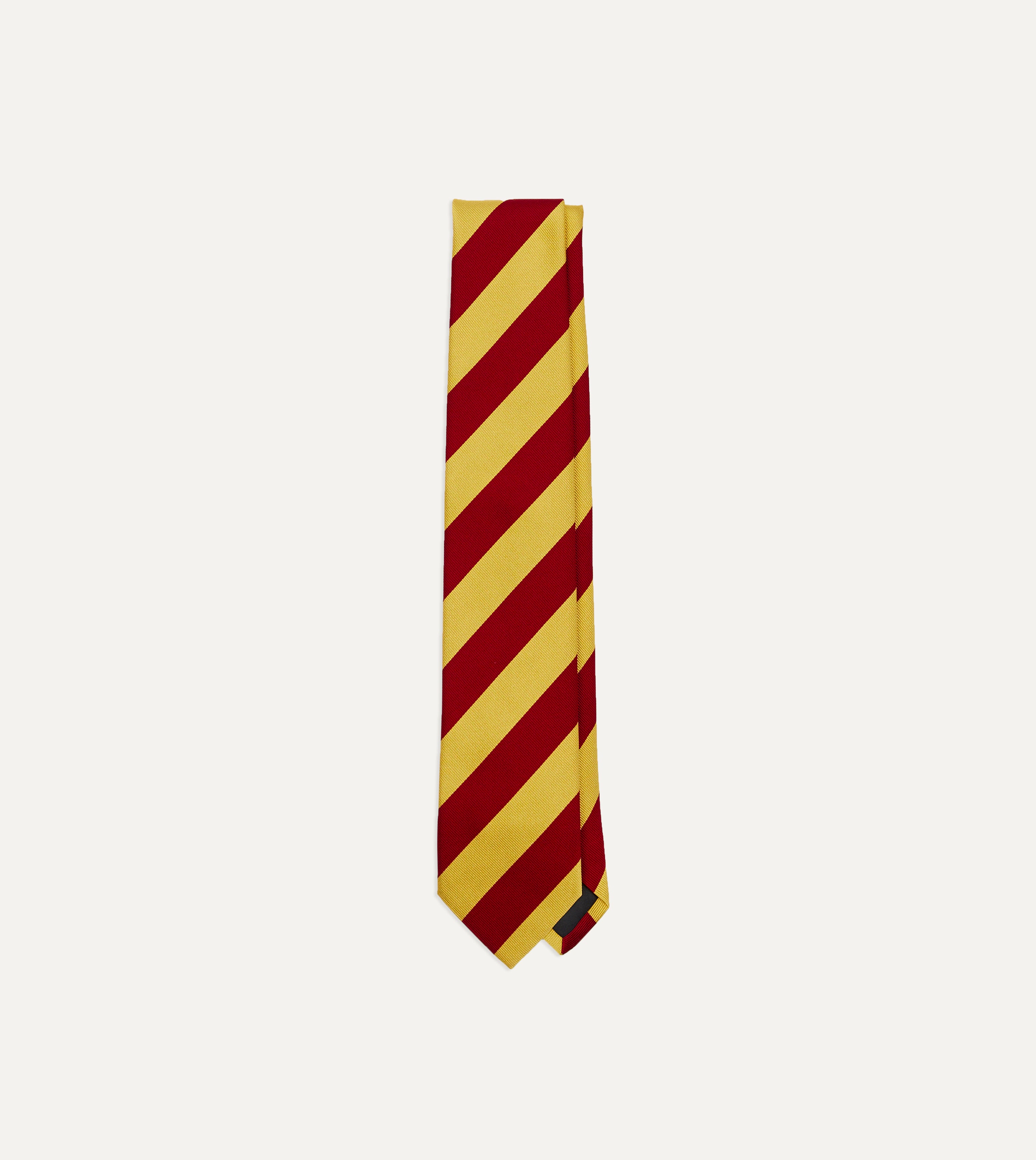 Red and Yellow Striped Silk Necktie for Men - Elegant Formal Business Tie for Weddings, Office & Special Occasions