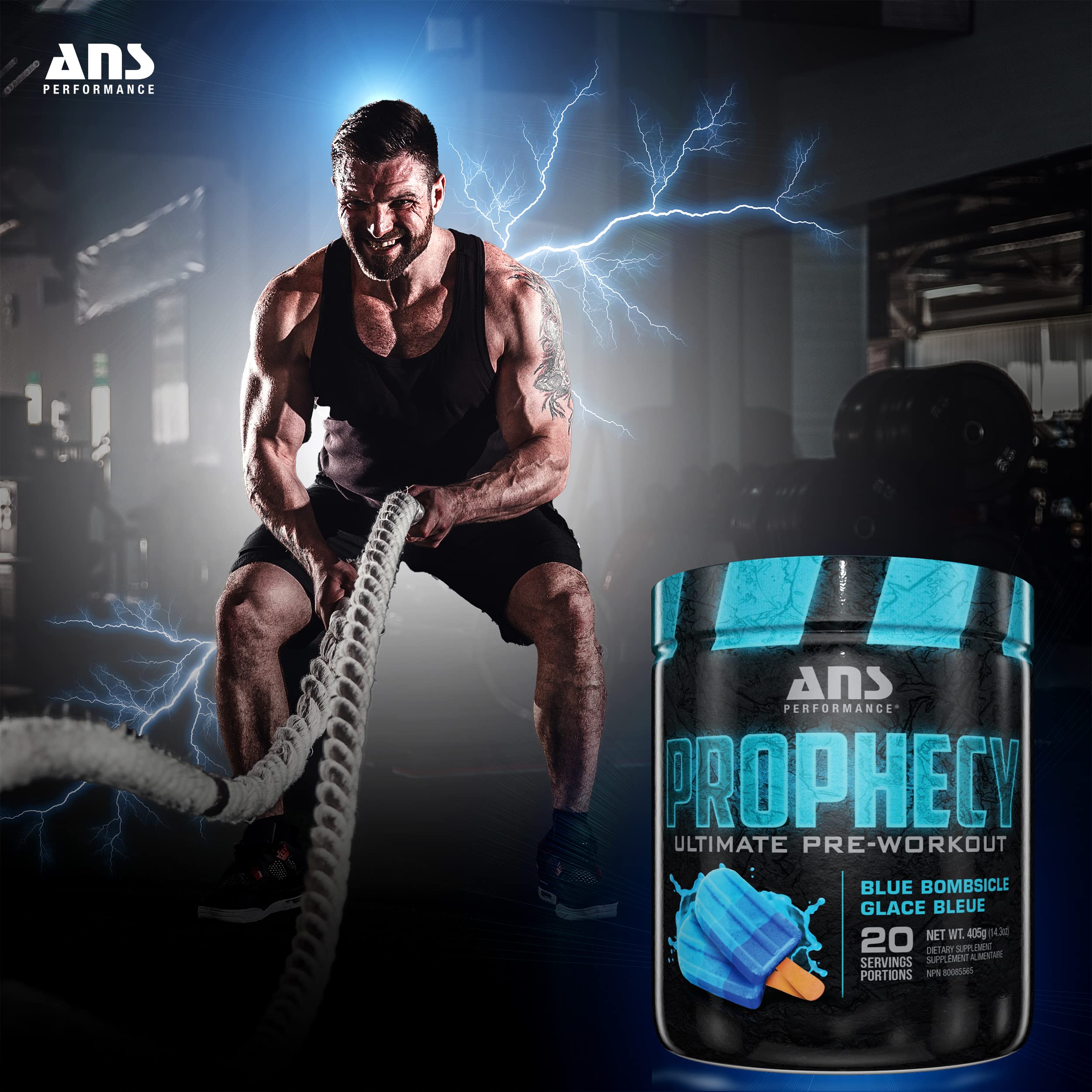 Prophecy Pre Workout Powder - 20 Servings, 14.5 oz | Gluten Free, Sugar Free Energy & Strength Supplement for Gym Performance | Blue Bombsicle Flavor | Ideal for Bodybuilding, CrossFit & Intense Training