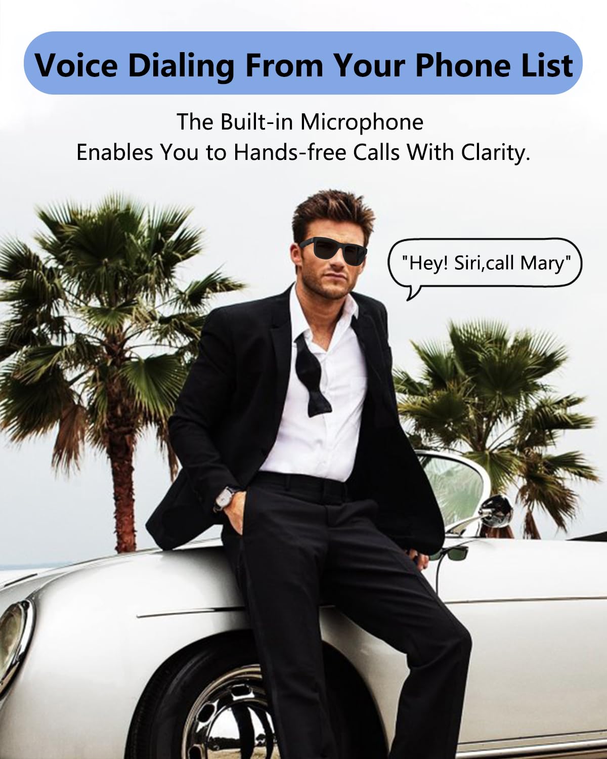 Wireless Bluetooth Sunglasses with Open Ear Design - Smart Glasses with Bluetooth 5.0, IPX5 Waterproof, HD Audio for iPhone & Android - Perfect for Running, Cycling & Outdoor Activities