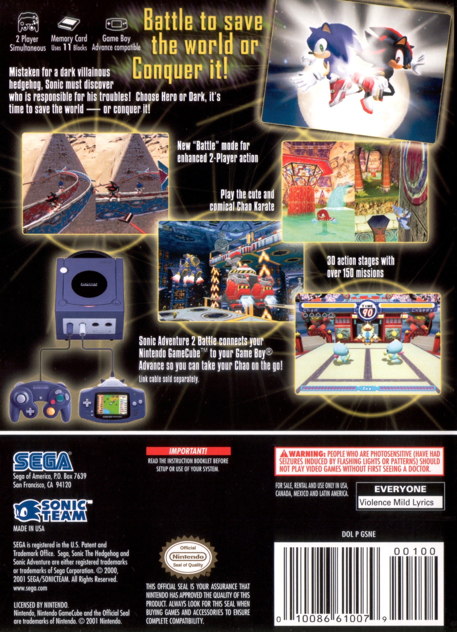 Sonic Adventure 2 Battle - Nintendo GameCube Video Game | Fast-Paced Action Adventure for Kids & Adults | Perfect for Family Game Nights & Retro Gaming Enthusiasts