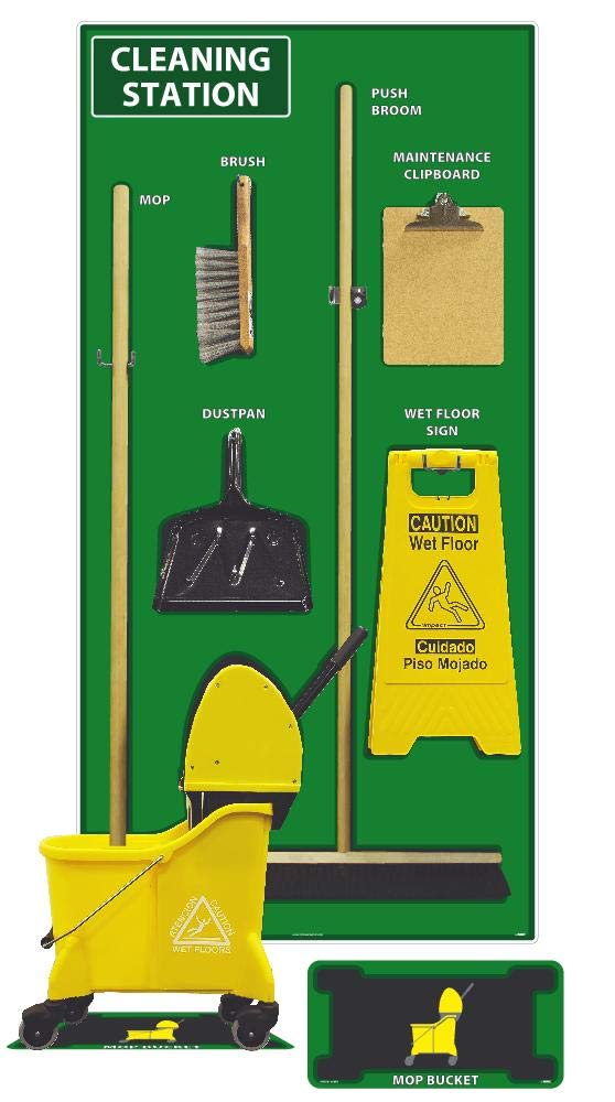 NMC SBK146ACP Cleaning Station Shadow Board Combo Kit - 72 X 36 Inch Green/Black ACP General Purpose Composite (1 Pack) - Perfect for Workshop Organization & Tool Storage